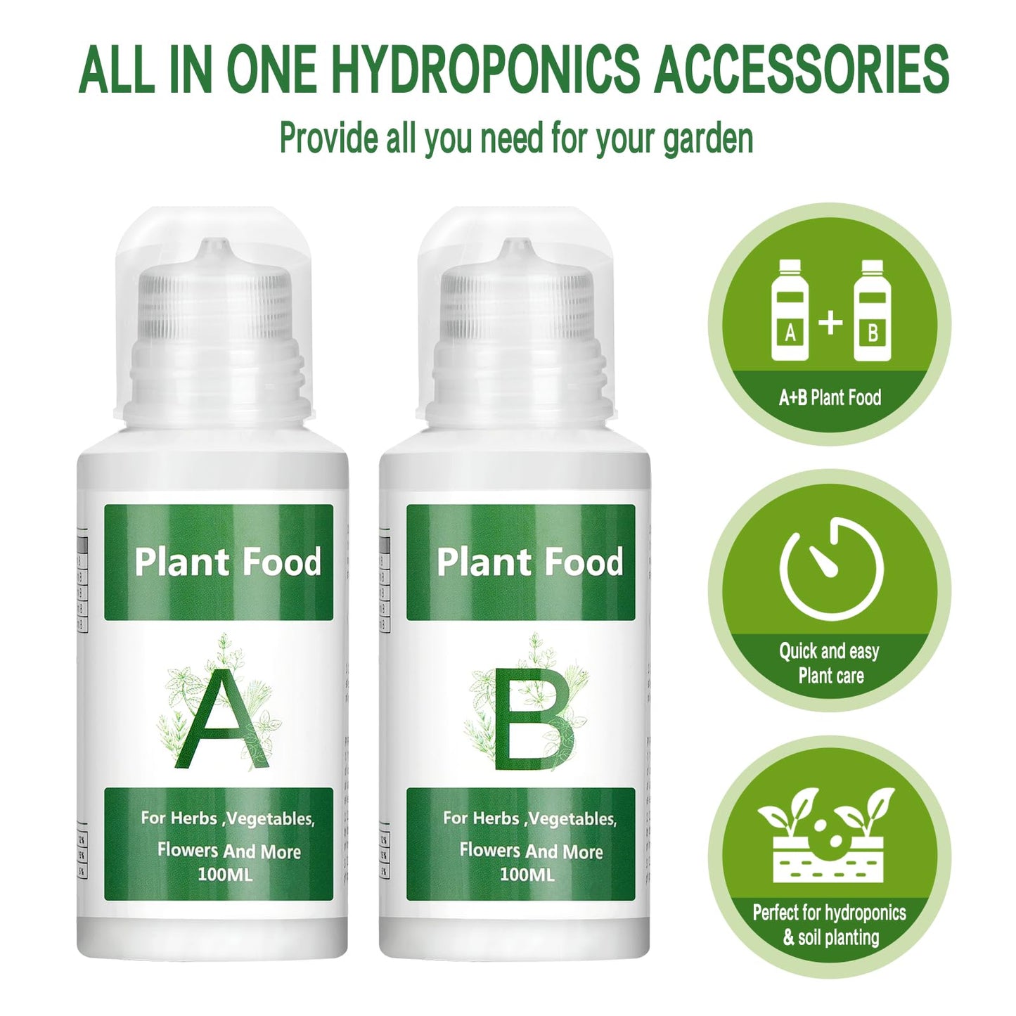 Hydroponic Nutrients, 800ML Hydroponic Plant Nutrients A and B, Universal A&B Indoor Plant Nutrients for Lush Growth of Indoor Plants, Vegetables, Fruits and Flowers