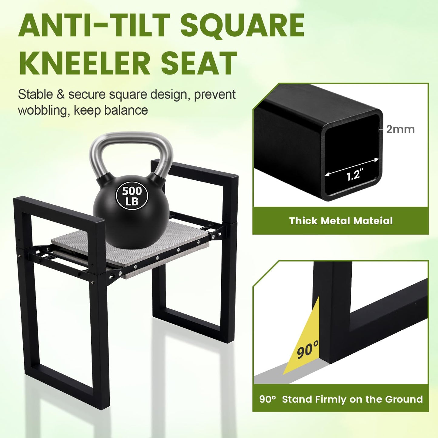 ETICSIPA Garden Kneeler and Seat Heavy Duty 500lbs, Anti-Tip Gardening Stools with 10.5” Widen Kneeling Pad for Seniors Gardeners, 2 in 1 Garden Bench for Kneeling and Sitting