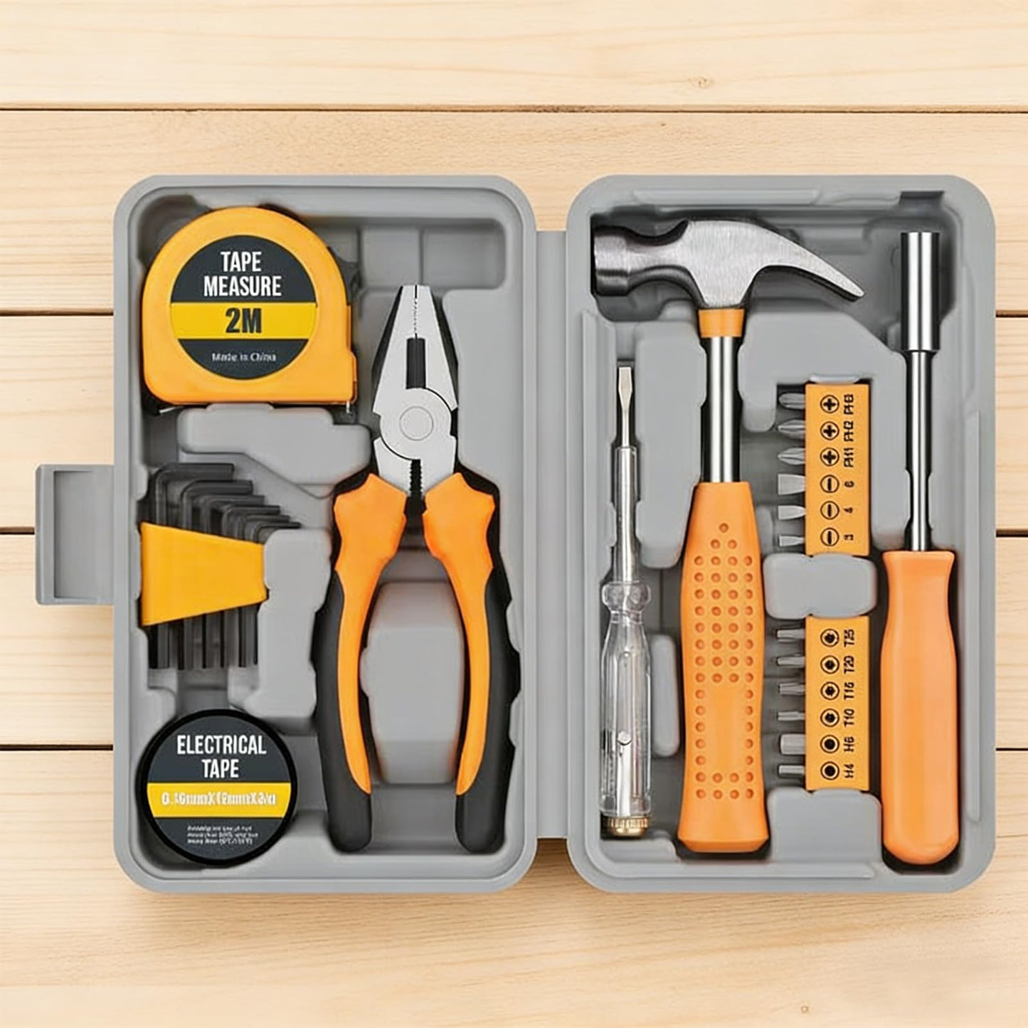 HOEIA 24-Piece Tool Set, General Household Tool Kit, Mini Tool Kit, Small Tools Set, Unisex Tool Kit for Home, Suitable for DIY Projects, Office & Garage (Orange)