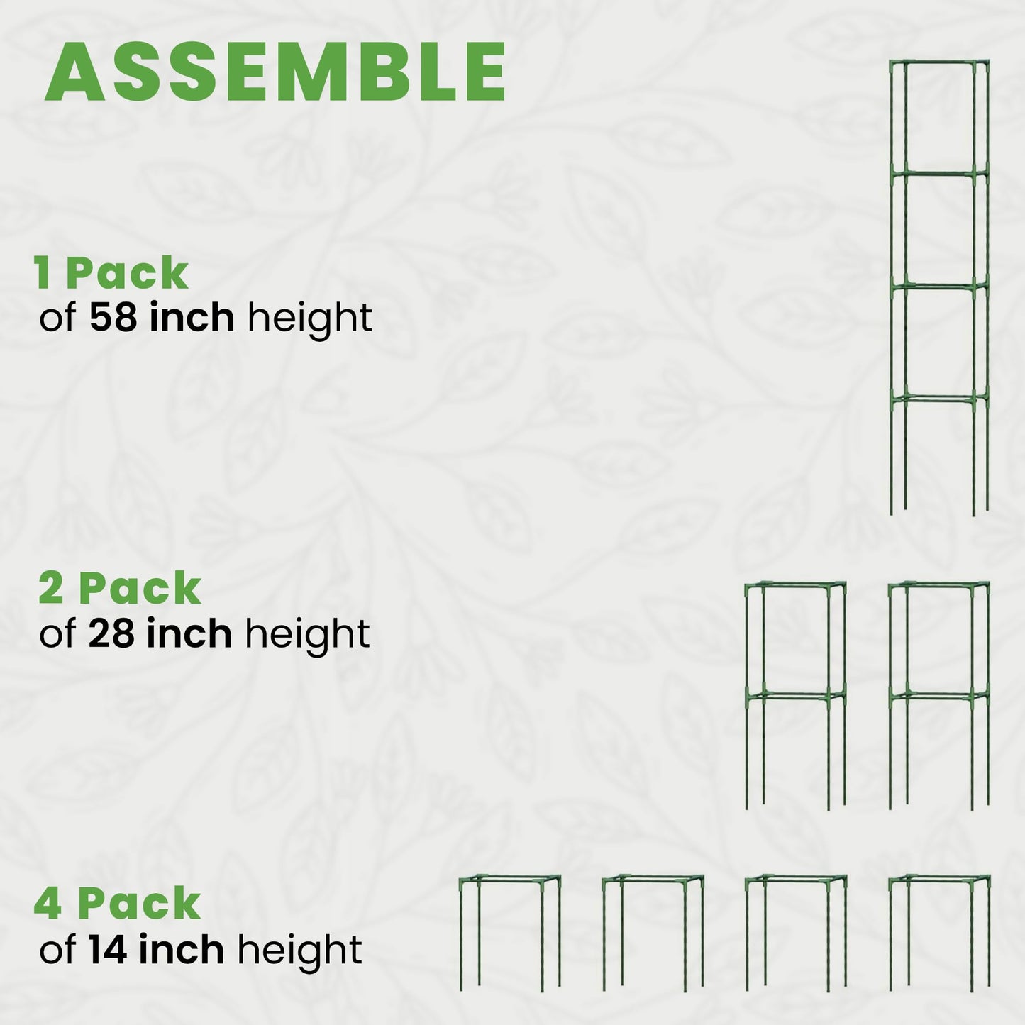 Tomato Cage Square - Large Trellis Stakes and Plant Support Structures for Vegetables and Climbing Plants - Tall Tomato Cages for Garden, Pots, Raised Garden Bed Outdoor Supplies (1 Pack - Up to 58")