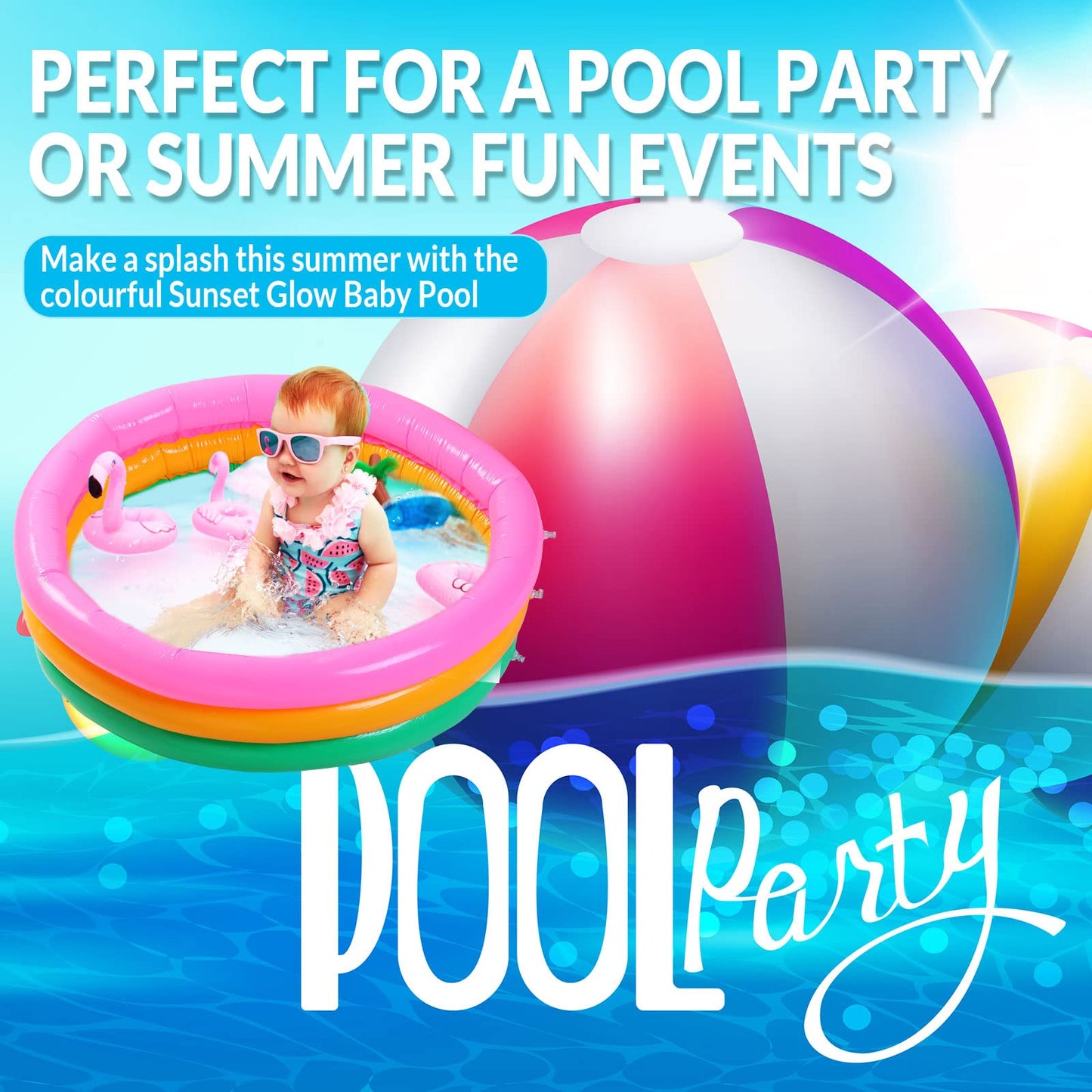 Jerify 6 Pack Kiddie Pool for Toddler 34 x 10 Inch Inflatable Kids Swimming Pool Small Baby Blow up 3 Rings Round Baby Padding Ball Pond for Indoor and Outdoor Water Game Play Center(Bright Style)