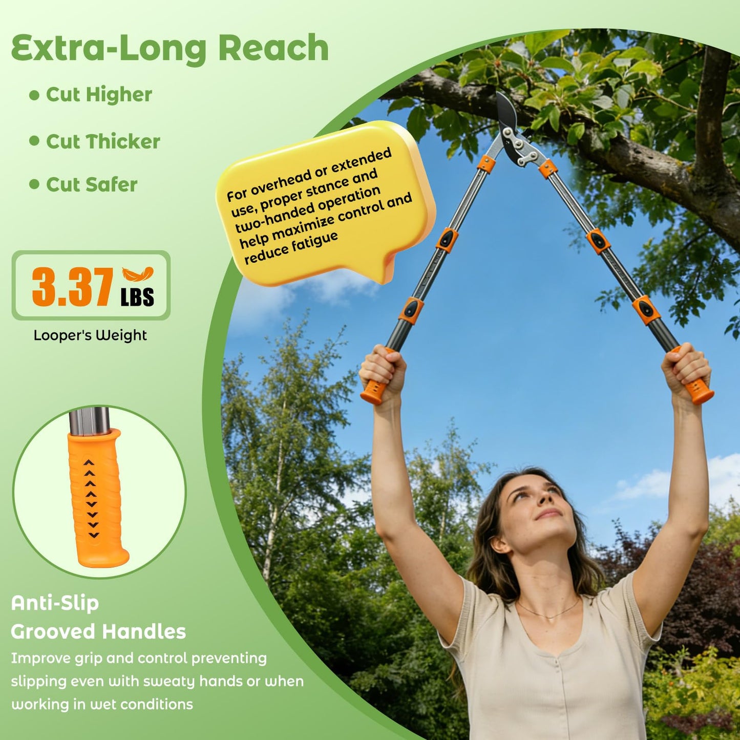 Extendable Loopers for Tree Trimming, 24-42'' Heavy Duty Thick Branches Cutter Lopping Shears with SK5 Steel Blade, Pruning Shears with 1.8” Cut Capacity, Loppers with Compound Action for Gardening