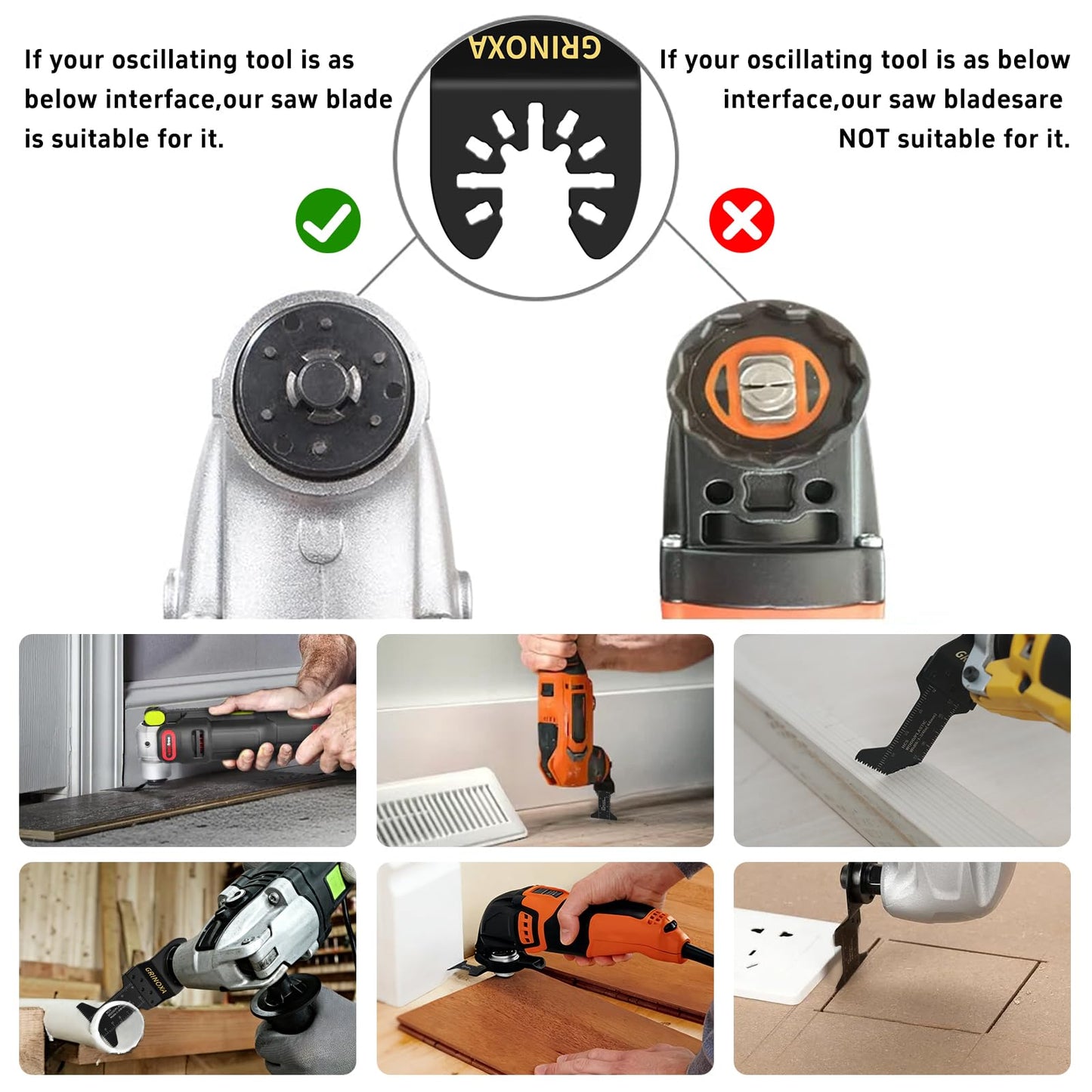 GRINOXA 55PCS Multi Tool Blades Kits, Professional Universal Oscillating Tool Blades for Wood Plastic Metal, Quick Release Oscillating Saw Blades Fit Dewalt Ryobi Milwaukee Rockwell Fein Makita