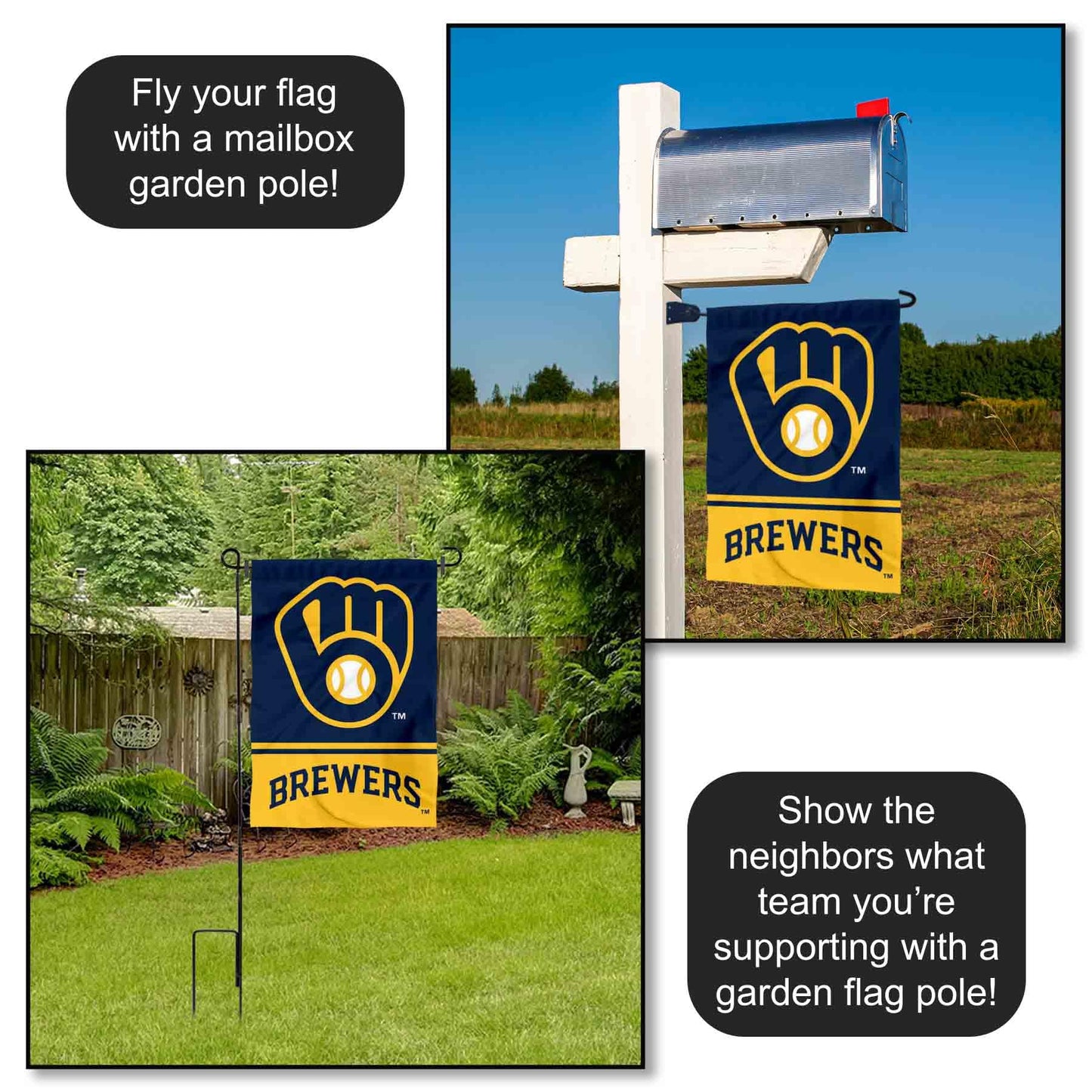 Milwaukee Brewers Double Sided Garden Flag