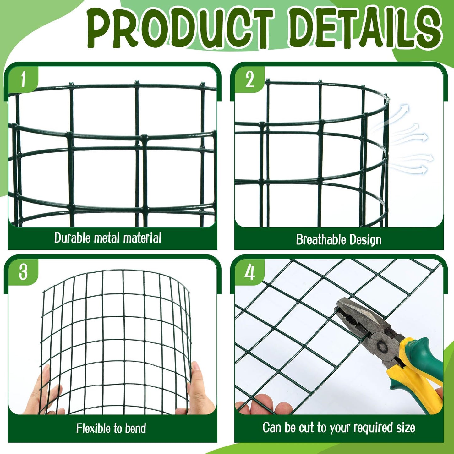 HFYZZ 47 Inch Metal Tree Trunk Protector, 5 Pack Mesh Tree Guards Trunk Protector with Metal Stakes & Zip Ties, Tree Bark Protector for Protecting Bark & Saplings from Deer Animals Mowers Trimmers