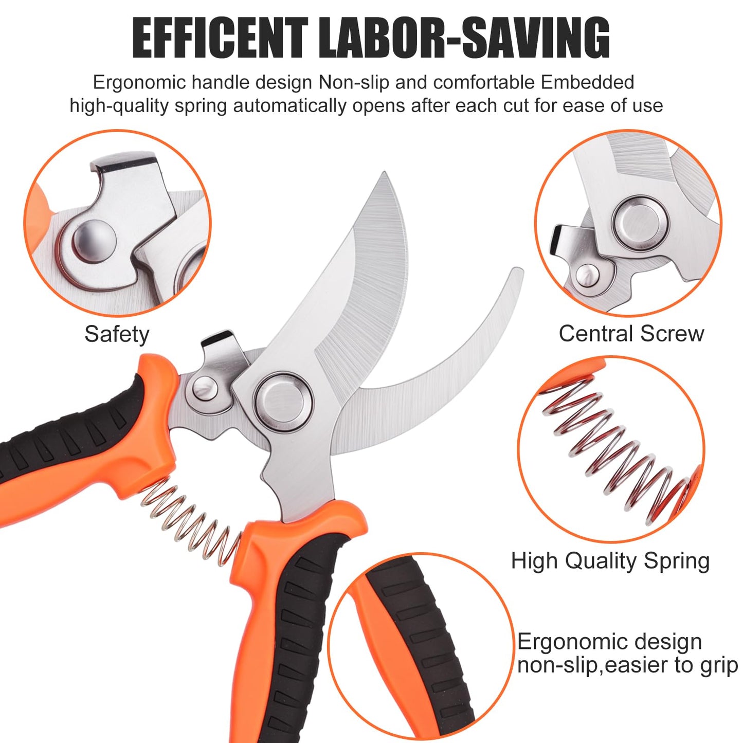 ACHRWFQ 3 Pcs Garden Shears, Stainless Steel Gardening Scissors, Pruning Shears for Gardening, Pruning Scissors for Flowers Fruit Tree