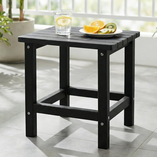 PASAMIC Adirondack Square Outdoor Side Table, HDPE Small Outdoor Table, Patio End Table for Patio, Pool, Backyard, Weather-Resistant, Easy Maintenance (Jet Black)