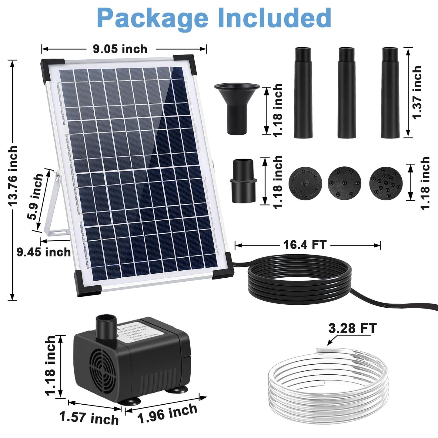 Solar Fountain Pump 12W Solar Water Fountain With 3 Spray Nozzle Solar Powered Water Pump 132 GPH Solar Pond Pump for Outdoor Garden Water Features