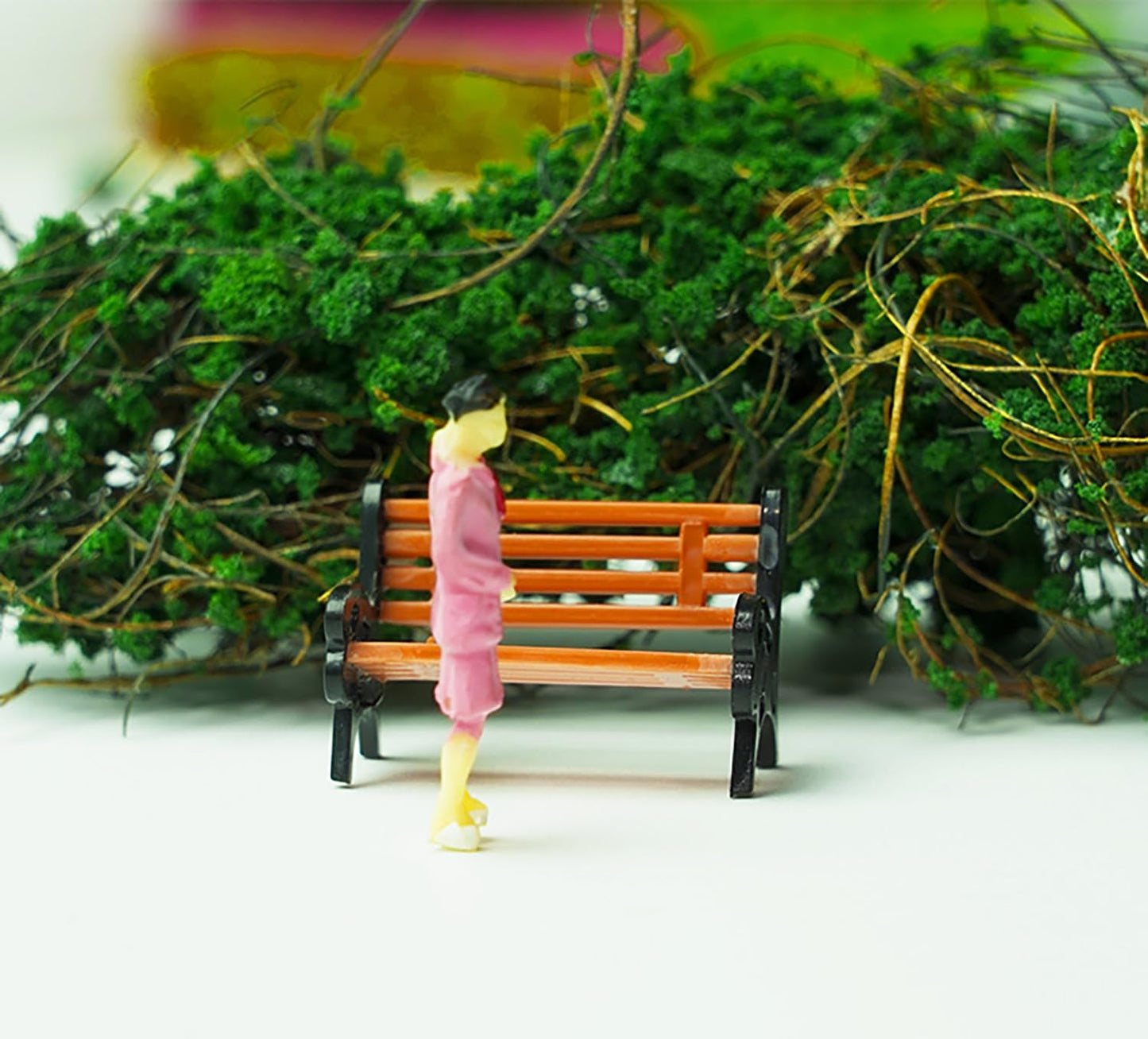 8Pcs Miniature Park Street Bench Chair Model, 1:24 Scale Garden Seats, Tiny Park Benches Settee for Dollhouse and Fairy Garden Accessories, Train Platform and Miniature Landscape,1.65 in, Brown