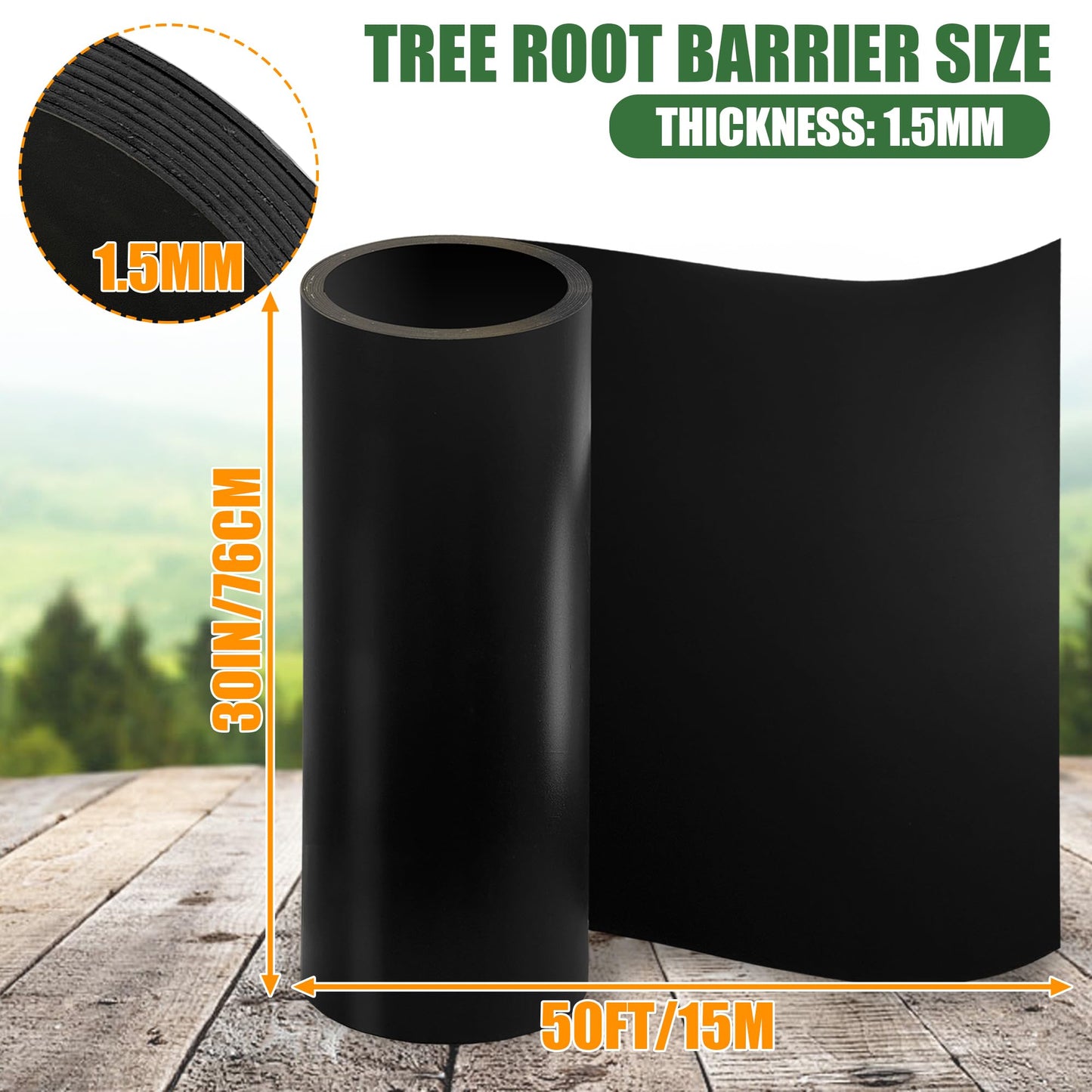 50ft Tree Root Barrier 30in Root Barrier Grass Weed Barrier Bamboo Barrier Garden Edging for Landscape Edging Blocks