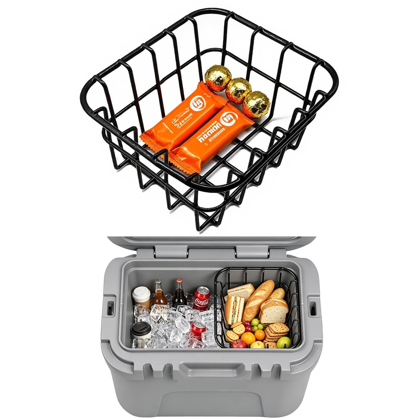 CORRBPEN Cooler Basket Compatible with YETI Roadie 15, Dry Goods Wire Cooler Rack Storage, Keeps Smaller Items Dry and Organized, Fits Roadie 15, Ice Chest Good to Hold Fruit, etc.