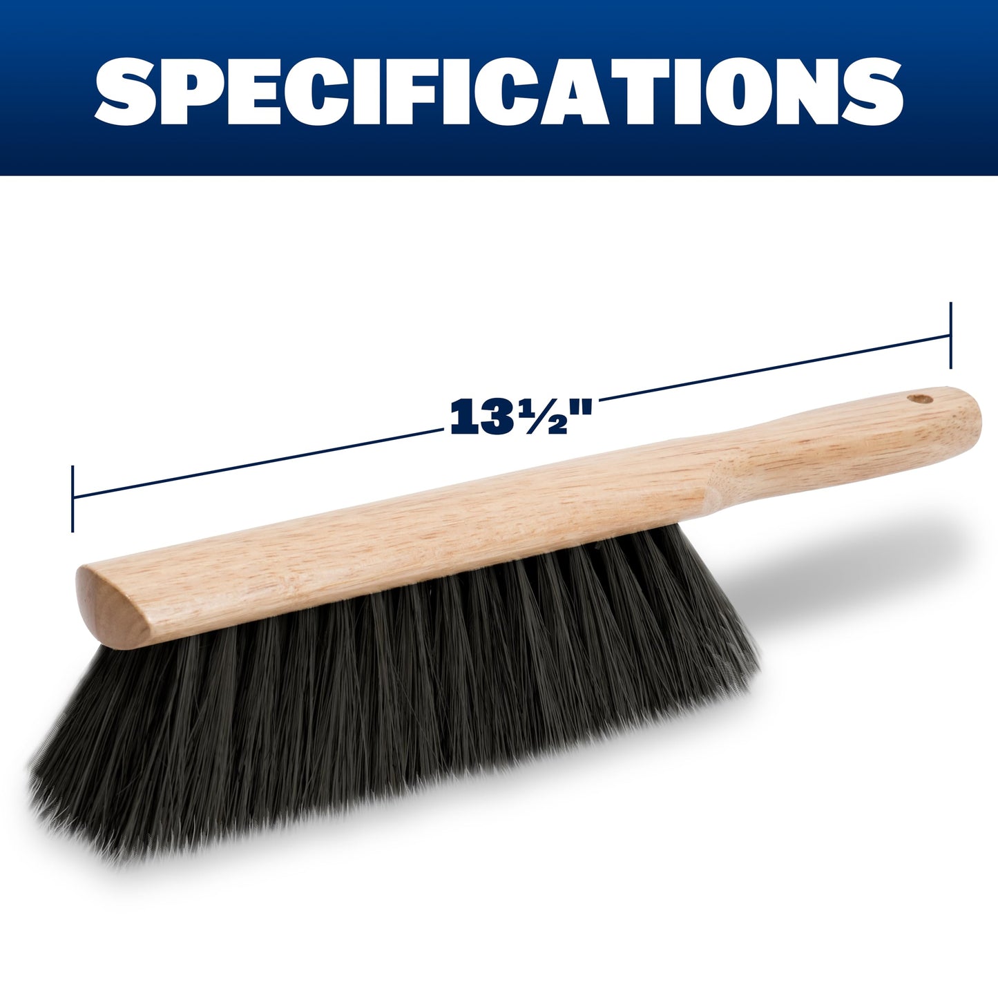 Marshalltown 13 1/2 Inch Beaver Tail Brush, Masonry Brush with Black Horsehair Fibers, Concrete Shop Brush for Masonry and Mortar Work, Made in the USA, 6517