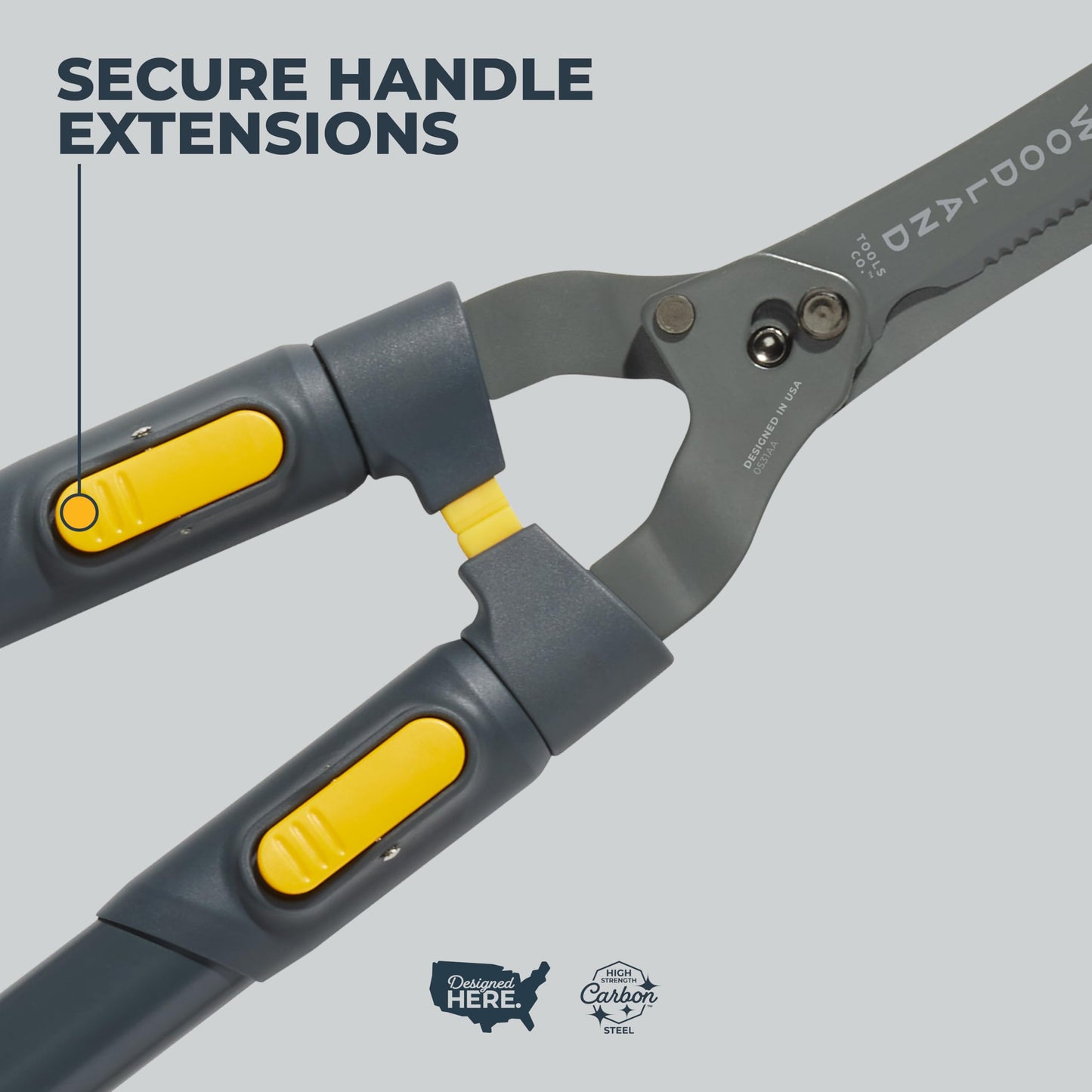 Woodland Tools Heavy Duty Extendable Hedge Shears, 25 to 32 Inch Telescoping Hedge Clippers with 10 Inch Lever-Assist Blades and Non Stick Coating, Manual Trimmer for Bushes and Shrubs