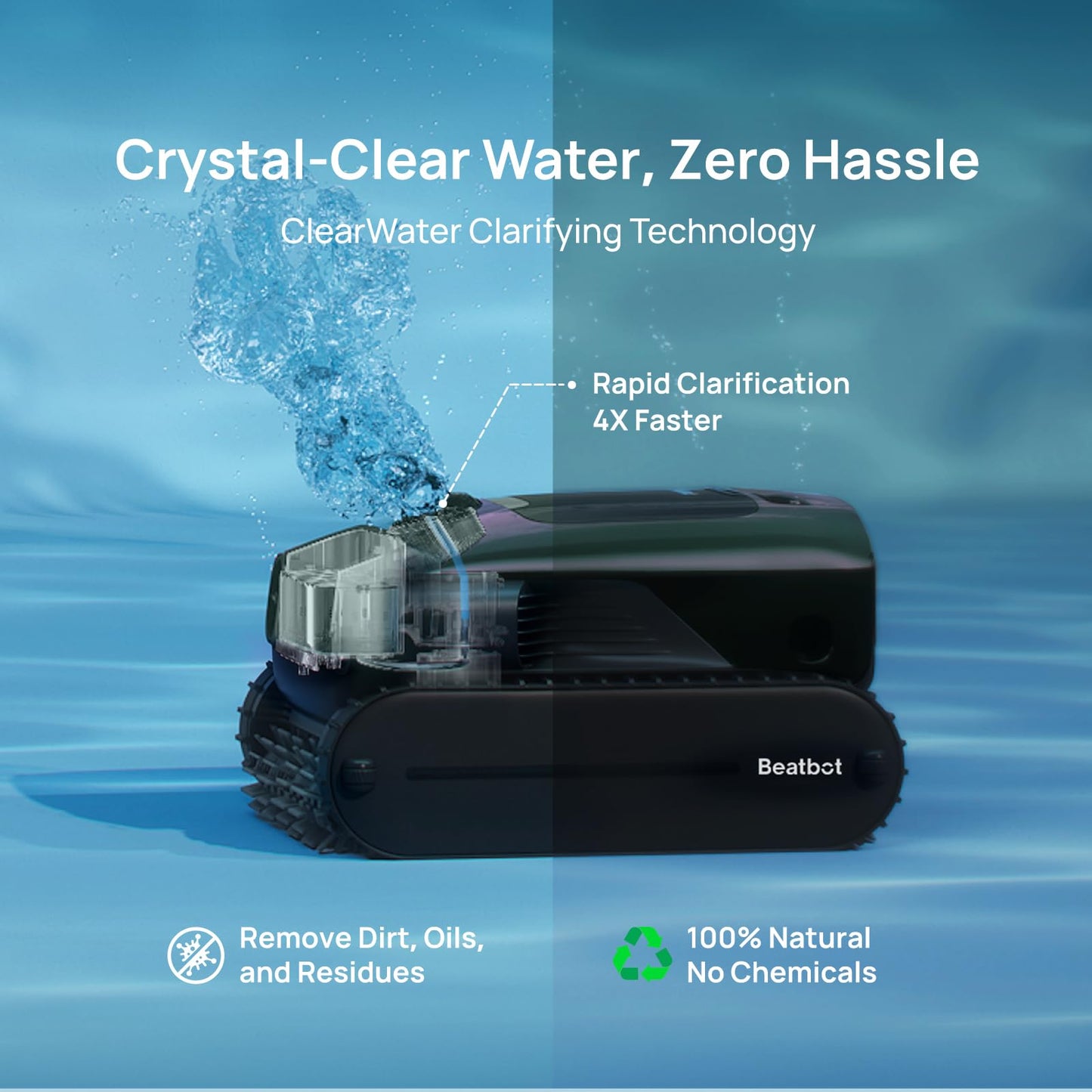Beatbot AquaSense 2 Pro Cordless Robotic Pool Cleaner, Unmatched 5-in-1 Cleaning, Surface Parking, Skimmer with APP Control, Water Clarification, for Pools up to 3,875 Sq.ft – Pine Green
