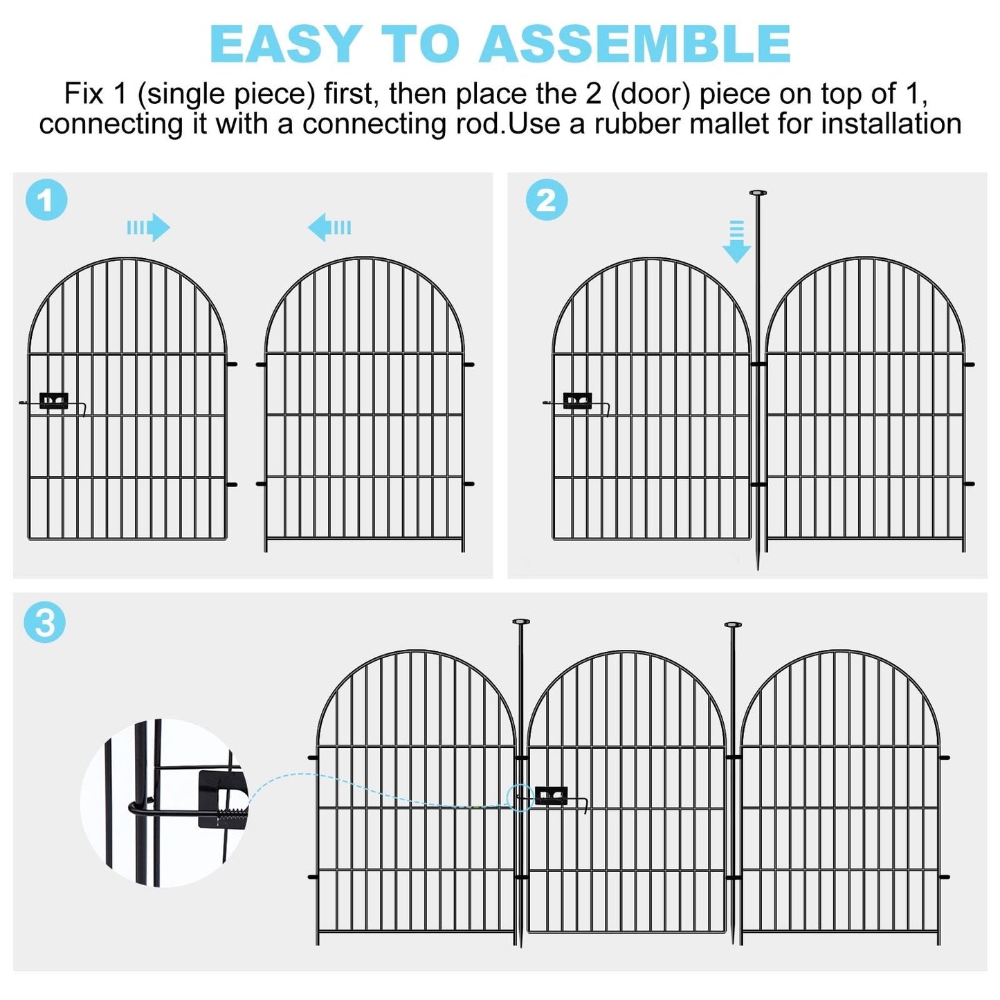 Okaygardn Garden Fencing 36 Inch High with Gate, 14 Panels Garden Fence Total 30.6 Ft(L),No Dig Animal Barrier, Rustproof Metal Wire Garden Fences and Borders for Dogs, Rabbits, Flower Bed Fencing