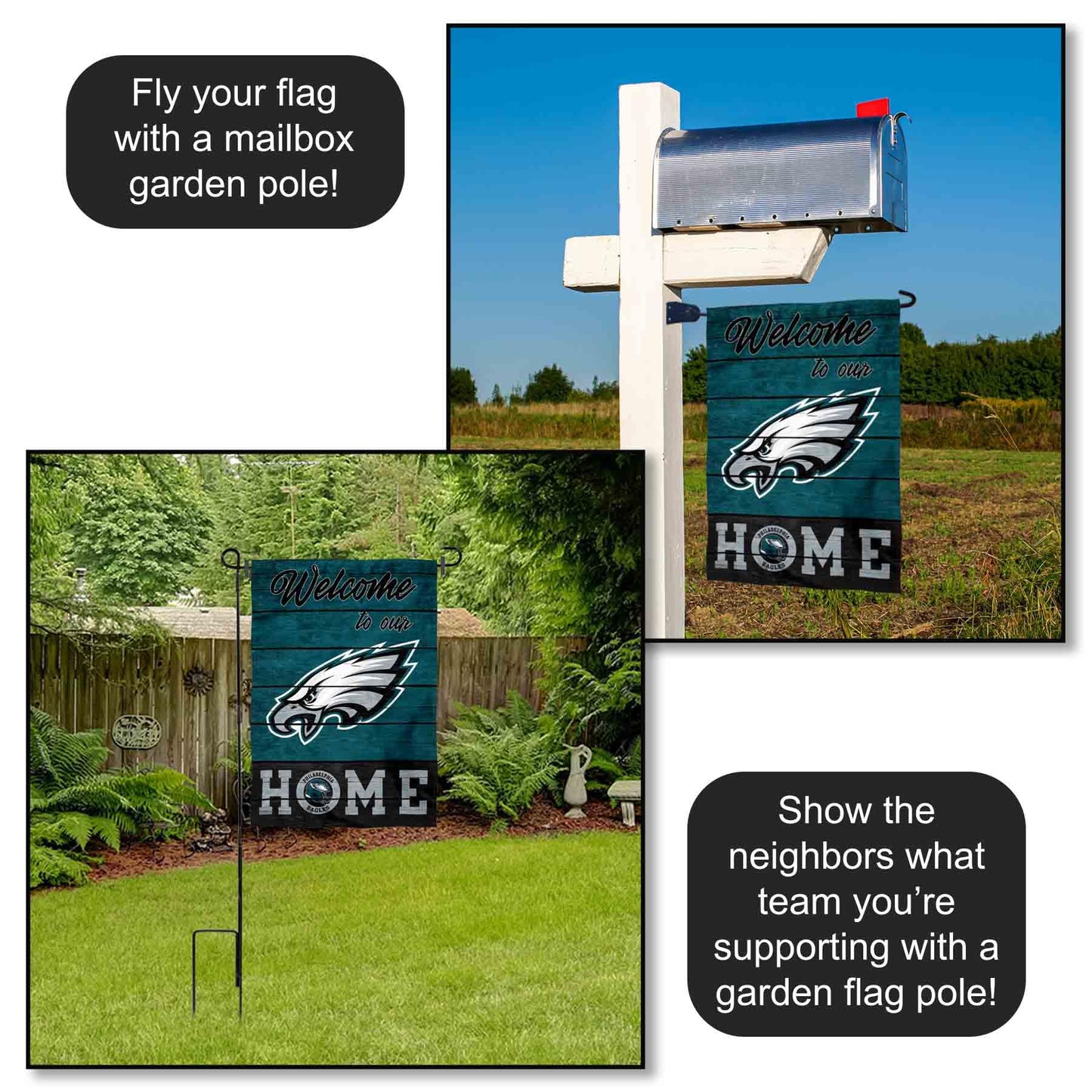 Philadelphia Eagles Welcome Home Decorative Garden Flag Double Sided Banner