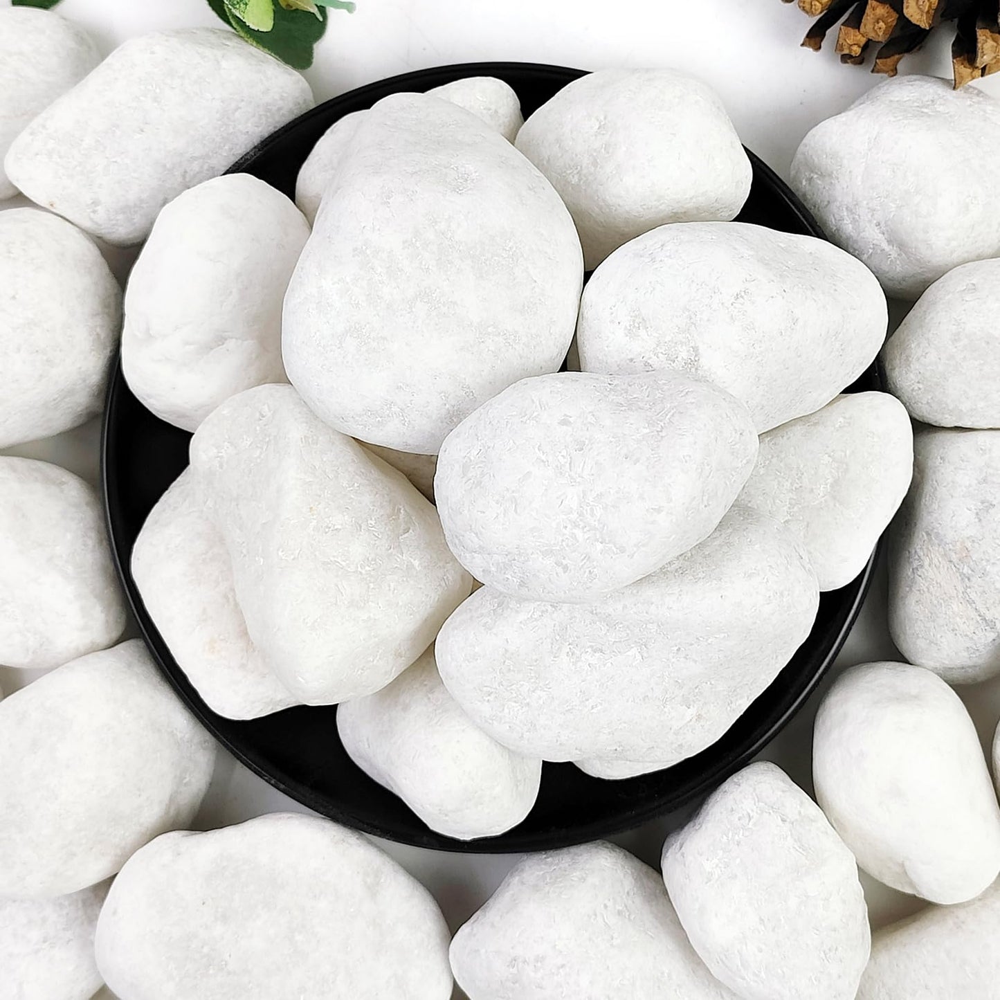 YISZM 5lb White Pebbles for Indoor Plants, 2-3 Inch Natural River Rocks, Snow White Decorative Stones, Ideal for Fish Tank, Vases, Crafting, Home Decor and Garden Landscaping Rocks