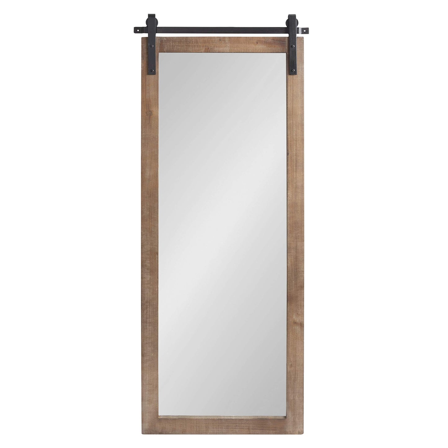 Kate and Laurel Cates Farmhouse Wood Framed Wall Mirror, 18 x 50, Rustic Brown, Barn Door-Inspired Rustic Mirrors for Wall