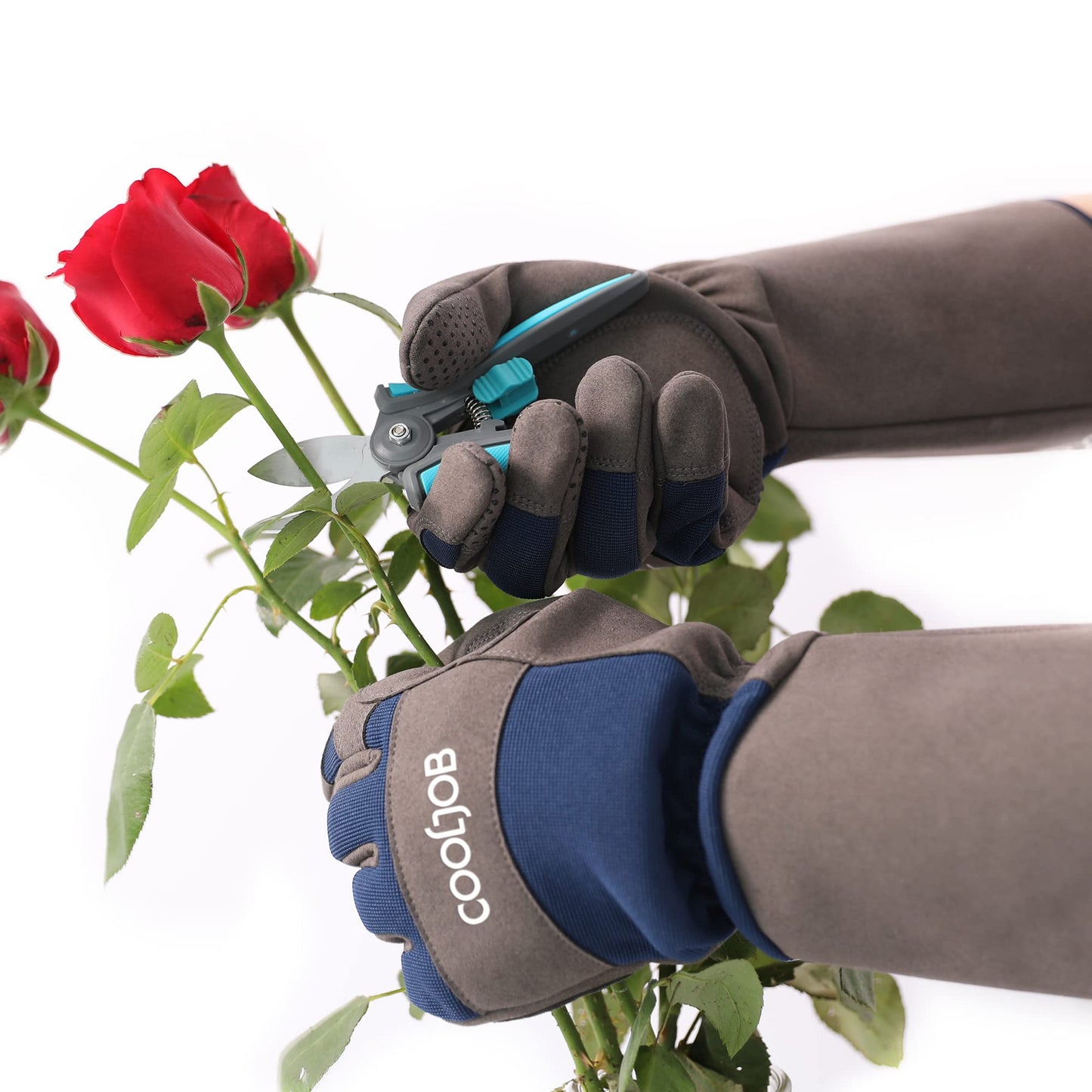 COOLJOB Thorn Proof Rose Pruning Garden Gloves for Men, Long Sleeve Padded Yard Work for Bush, Blackberry, Cactus, Heavy Duty/Puncture Resistant/Machine Washable, Large, Navy