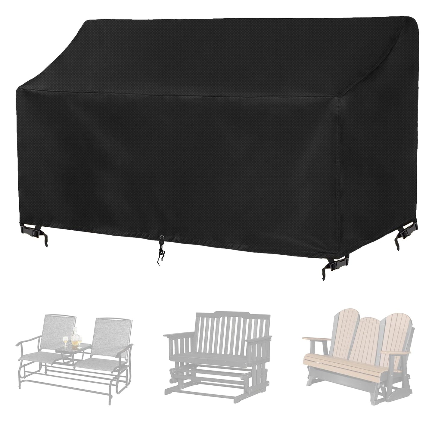 YYJAILZQ 2-Person Outdoor Glider Bench Cover Waterproof,Double Patio Gliders Rocking Chair Covers with Buckle,Wind-Proof/Anti-Uv Outside Loveseat Cover, 420D Oxford (44 * 30 * 35/24in,Black)