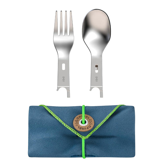 Opinel Picnic+ Cutlery Insert Set for No. 8 Folding Pocket Knives, Fork and Spoon Insert, Micro Fiber Napkin, Made in France