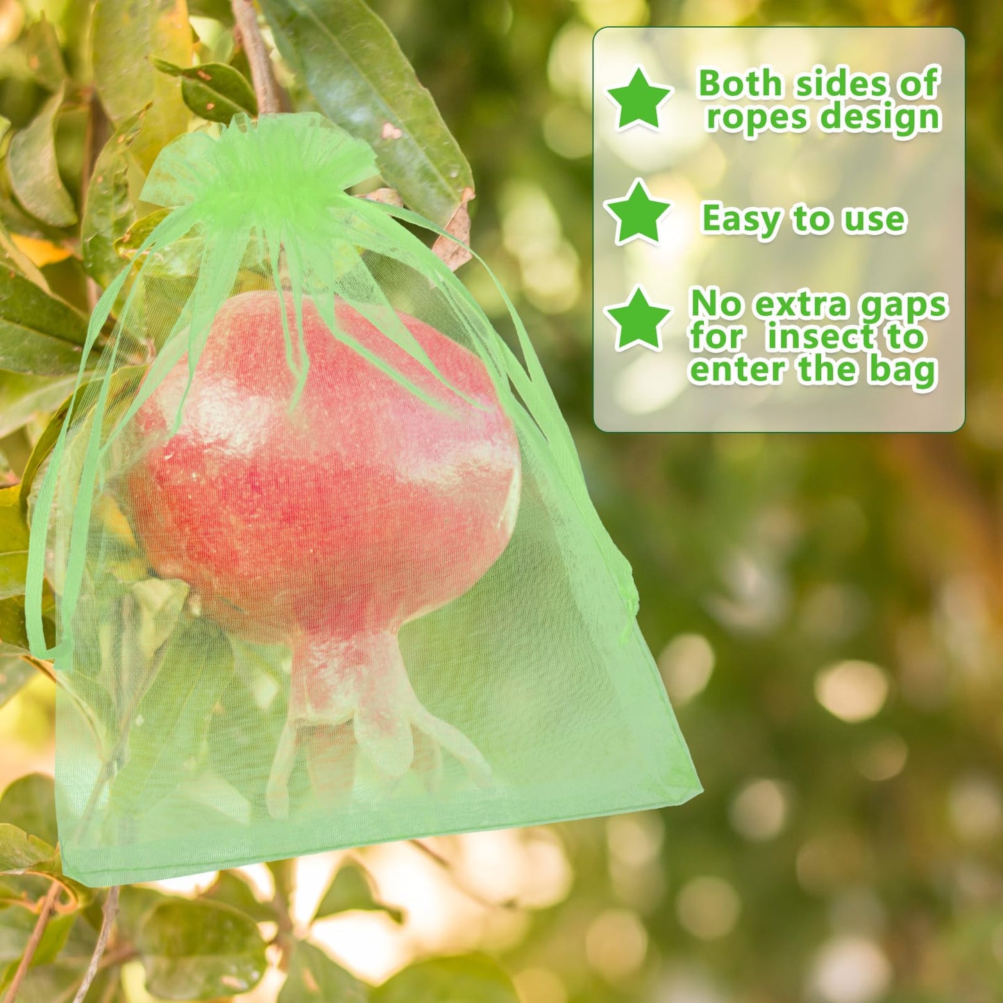 Boao 200 Pcs Fruit Protection Bags Fruit Netting Bags with Drawstring for Protecting Vegetable Net Cover Reusable Mesh Bag for Garden Apple Trees
