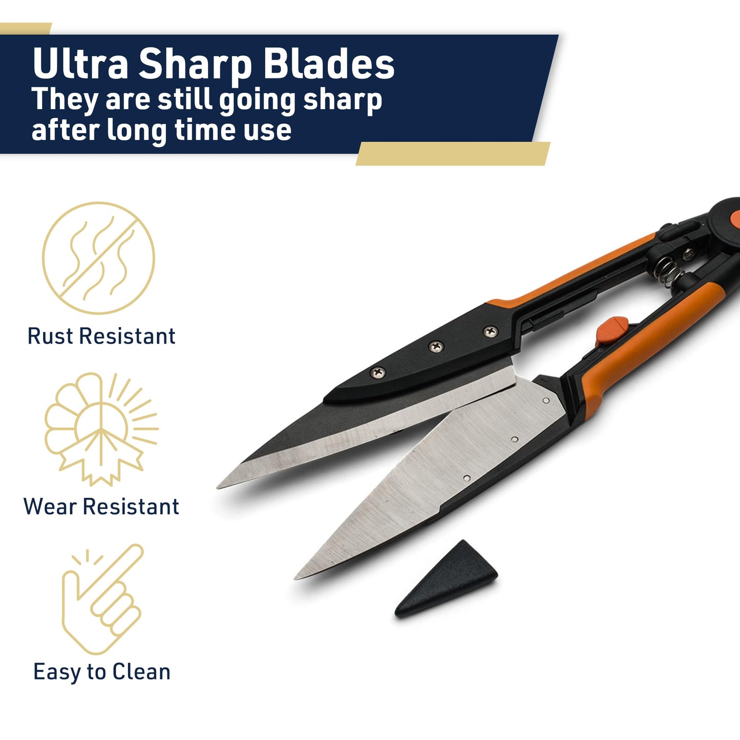 Garden Clippers - Grass Cutter Hand Edging Shears - Straight Yard Scissors for Outdoor Edges, Weeding, or Hedge Shears by Kings County Tools