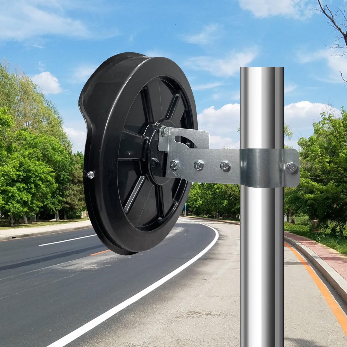 KOBSAINF 18 Inch Convex Mirror Outdoor with Adjustable Wall Fixing Bracket, Driveway Mirror for Wide Angle View Security Blind Spot