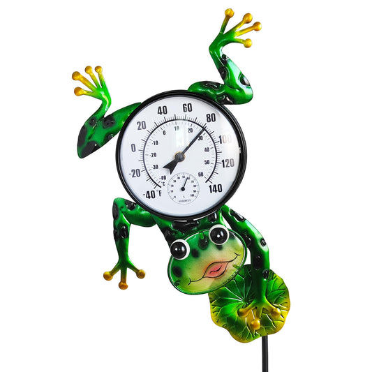 Senflame Outdoor Thermometer for Patio - Frog Garden Stake Thermometer with Decorative Design - 44 inch Outside Temperature Gauge for Yard - Easy to Read, Durable & Weatherproof - Garden Decor