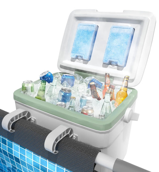 Pool Cooler with 2 Ice Pack – 22L Extra-Large Insulated Hanging Cooler for Above-Ground Pools, Fits Intex Bestway etc, Holds 24 Cans, Keeps Ice 3X Longer, Ideal for Poolside Camping & Outdoor Parties
