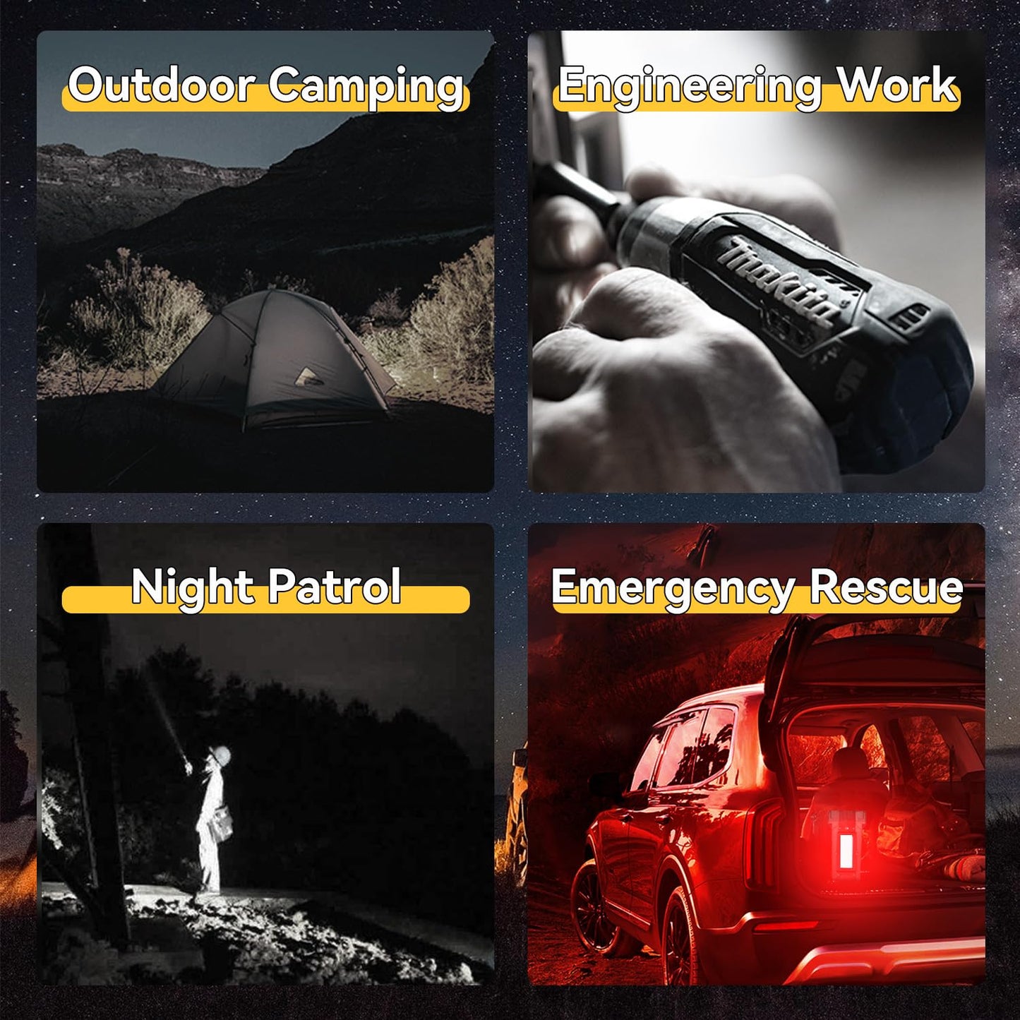 SUNREI Rechargeable LED 1500LM Box Flashlight, 8 Light Modes Portable Camping Lantern, 10400mAh Power Bank, IP67 Waterproof for Emergencies Power Outages, Hurricane Emergency, Hiking, Home, etc