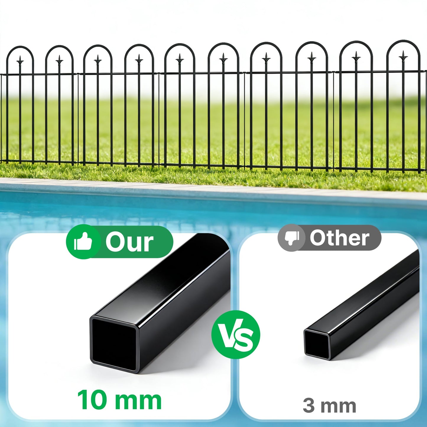 ARIFARO 36" H x 28" W No Dig Garden Fence, 5 Panels 11.6ft Black Metal Decorative Fence, Rustproof Easy Assembly Garden Border for Flower Bed, Yard, Patio