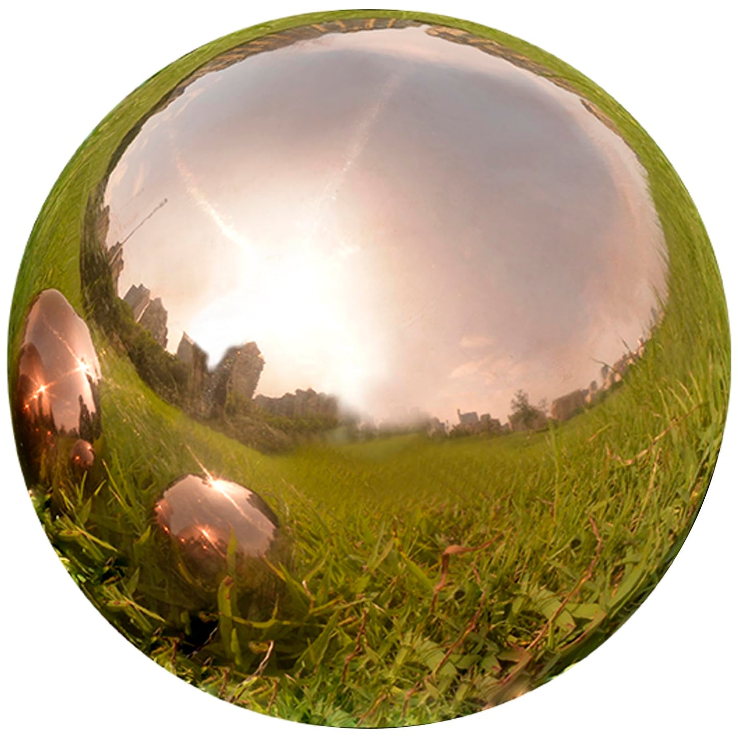 Nerien 8 Inch Gazing Ball, Stainless Steel Garden Mirror Globe, Polished Ornament Sphere, Hollow Floating Reflective Hemisphere, Home Outdoor Pond Housewarming Swimming Pool Decoration Gift, Rose Gold