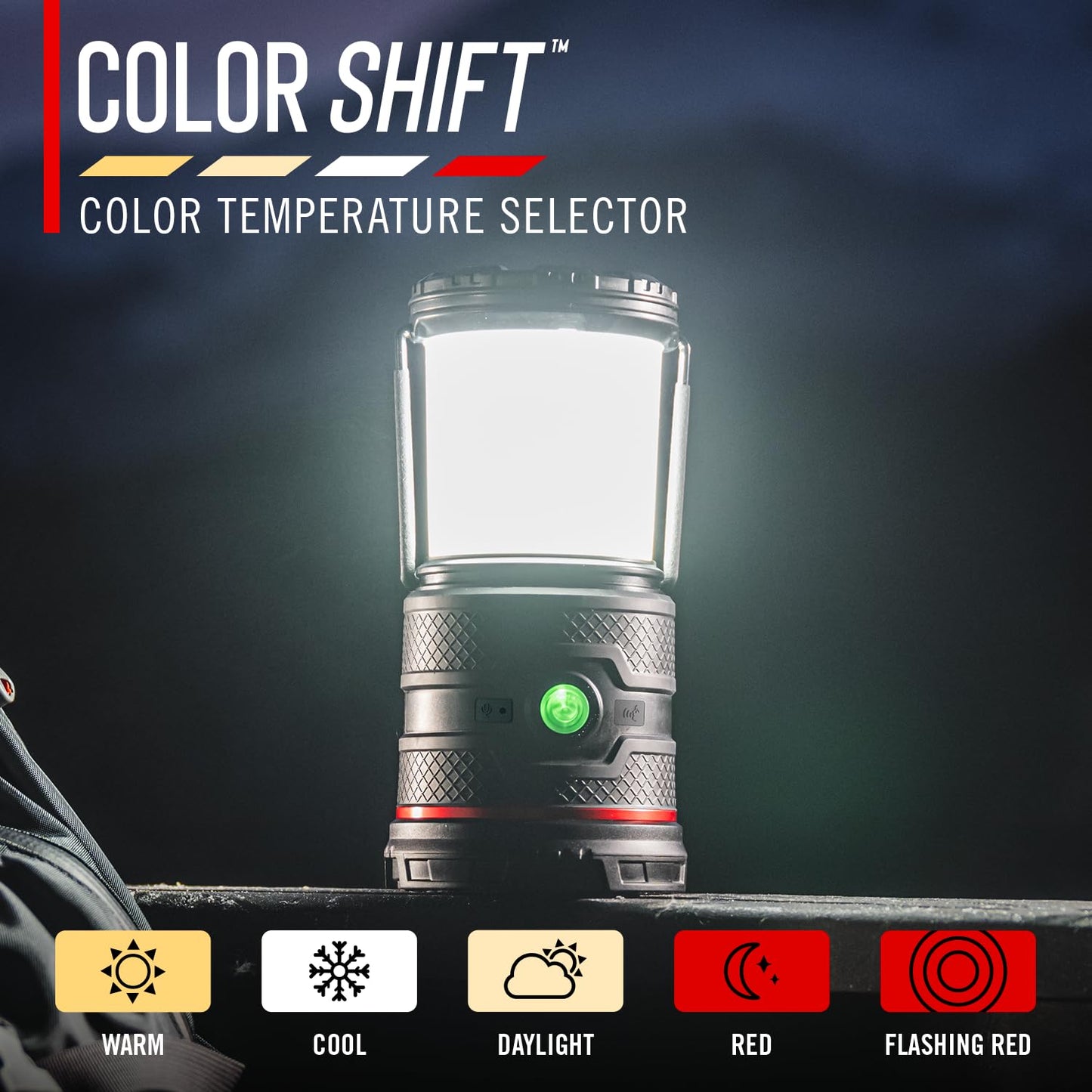 COAST EAL35R 1000 Lumen Voice-Controlled LED Emergency & Camping Area Lantern with Warm, Cool White, Day, Red & Red Flashing Mode, Power Bank Functionality - Desert