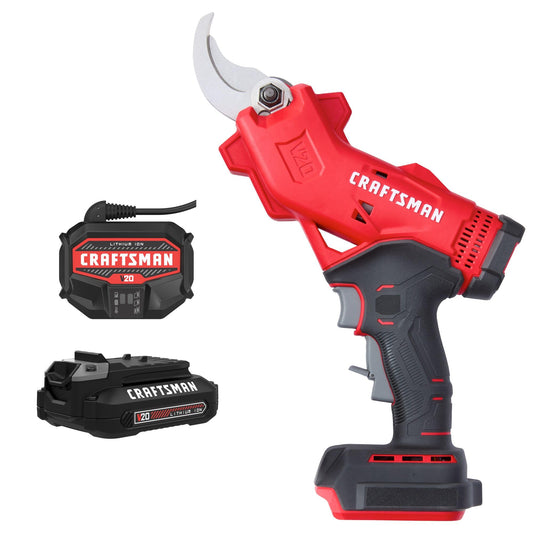 CRAFTSMAN V20 Cordless Electric Pruner, Pruning Shears for Gardening, 2 Ah Battery and Charger Included, Electric Pruning Shears, Tree Pruner (CMCPR320C1)