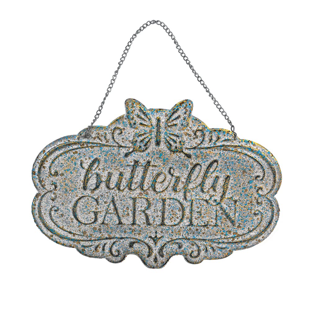 Chic Garden Decorative Butterfly Wall Signs Metal Yard Signs(Incl Stake and Chain)