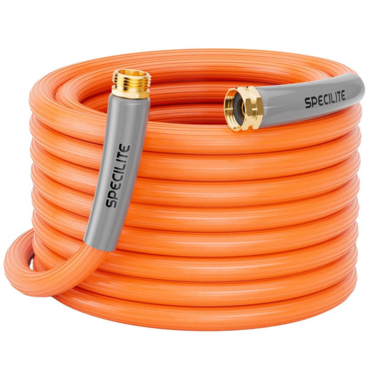 SPECILITE 5/8'' Heavy Duty Rubber Garden Hose 50FT, 1200psi Burst, 300psi Working, Hot/Cold Water Hose, -50℉ -170℉, 5 Layered Pipe, UV Resistant, 3/4" Brass Fittings for Outdoor, Agriculture