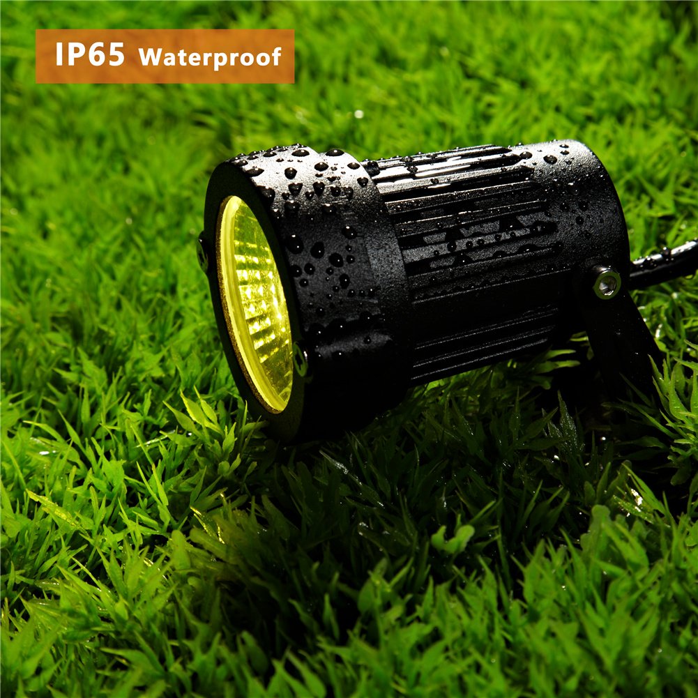Z Outdoor Landscape LED Lighting 5W Waterproof Graden Lights COB Led Spotlights with Spiked Stand for Lawn Decorative Lamp US 3- Plug 3500K Warm White Lights (2 Packs)