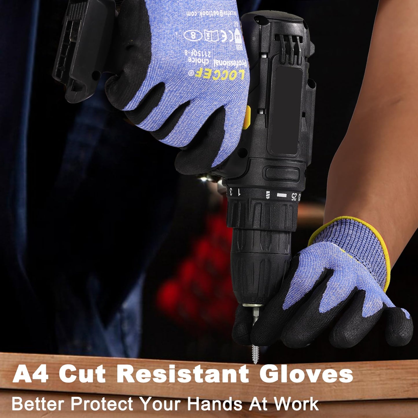 LOCCEF 3 Pairs Safety Work Gloves for Men Women,Touchscreen Compatible, Superior Dexterity,Level 5 Cut Resistant Work Gloves(9/L)
