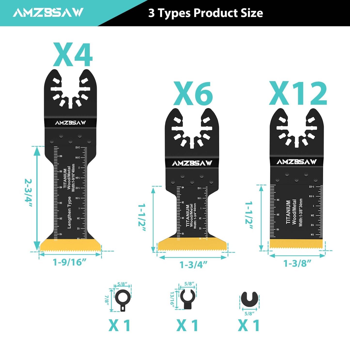 AMZBSAW 22PCS Titanium Oscillating Multitool Blades Metal Cutting, Universal Saw Blades for Metal Nails Hard Material and Wood Plastic, Multi Tool Blades Kits Fit Dewalt Bosch Milwaukee Ryobi