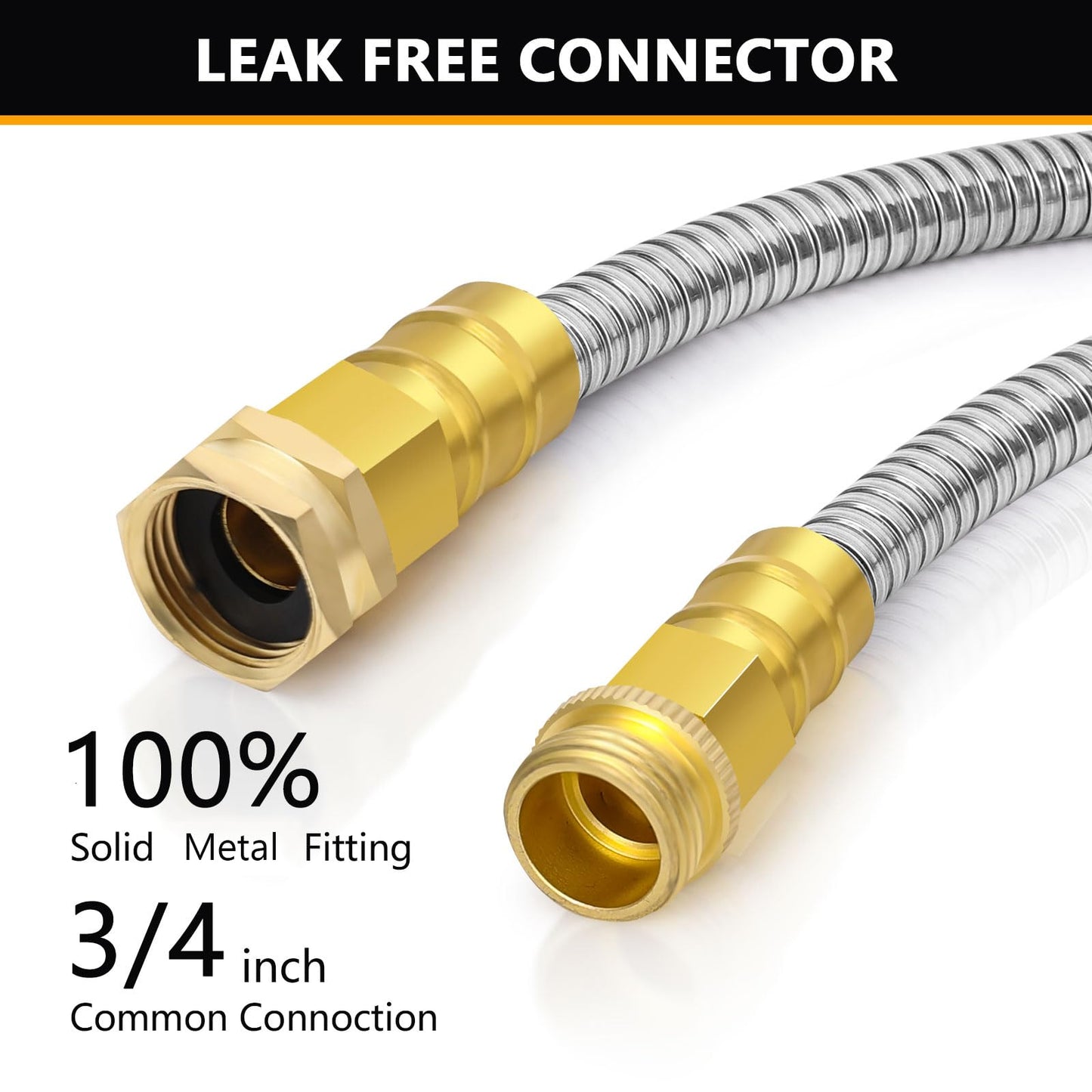 SPRIKIR Metal Garden Hose 100 ft, Stainless Steel Water Hose 100ft with 10 Function Nozzle & 3/4 Copper Fitting, Heavy Duty & Flexible, Kink Free & Lightweight for Yard, Outdoor, Lawn, Patio & Car