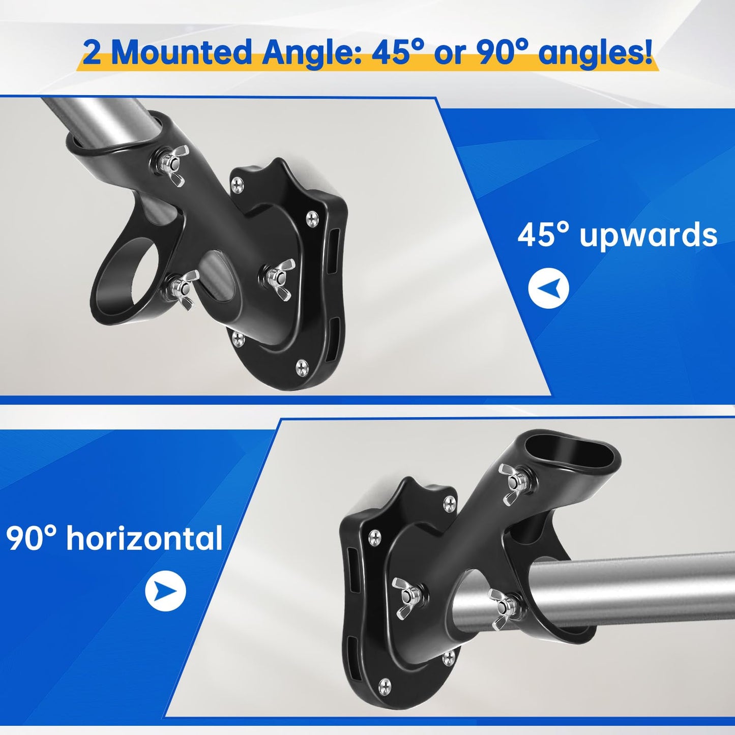 Anovo Flag Pole Kit- Upgraded Holder, Stainless Steel 5 FT Flag Poles with1 Inch Metal 360° Rotating Flag Pole Rings Two-Position Flag Pole Bracket Mounting for Outside House Porch (5 FT-Black)