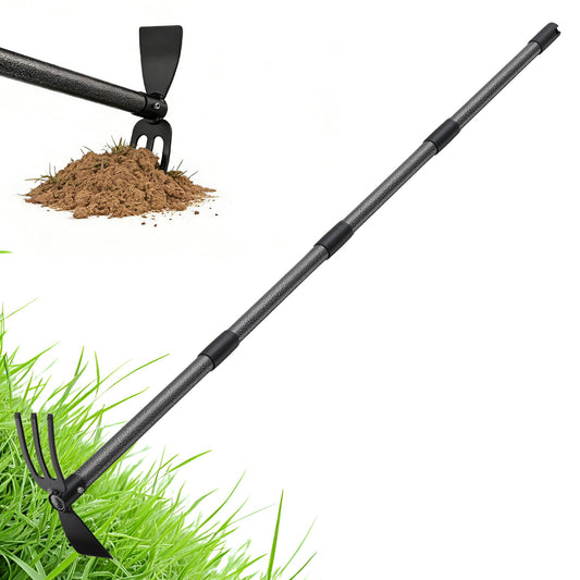 CALCHELE Hoe Garden Tool, 30-75 Inch Adjustable Garden Hoe Long Handle for Weeding, 2 in 1 Heavy Duty Hoe Cultivator Hand Garden Tools for Gardening Planting