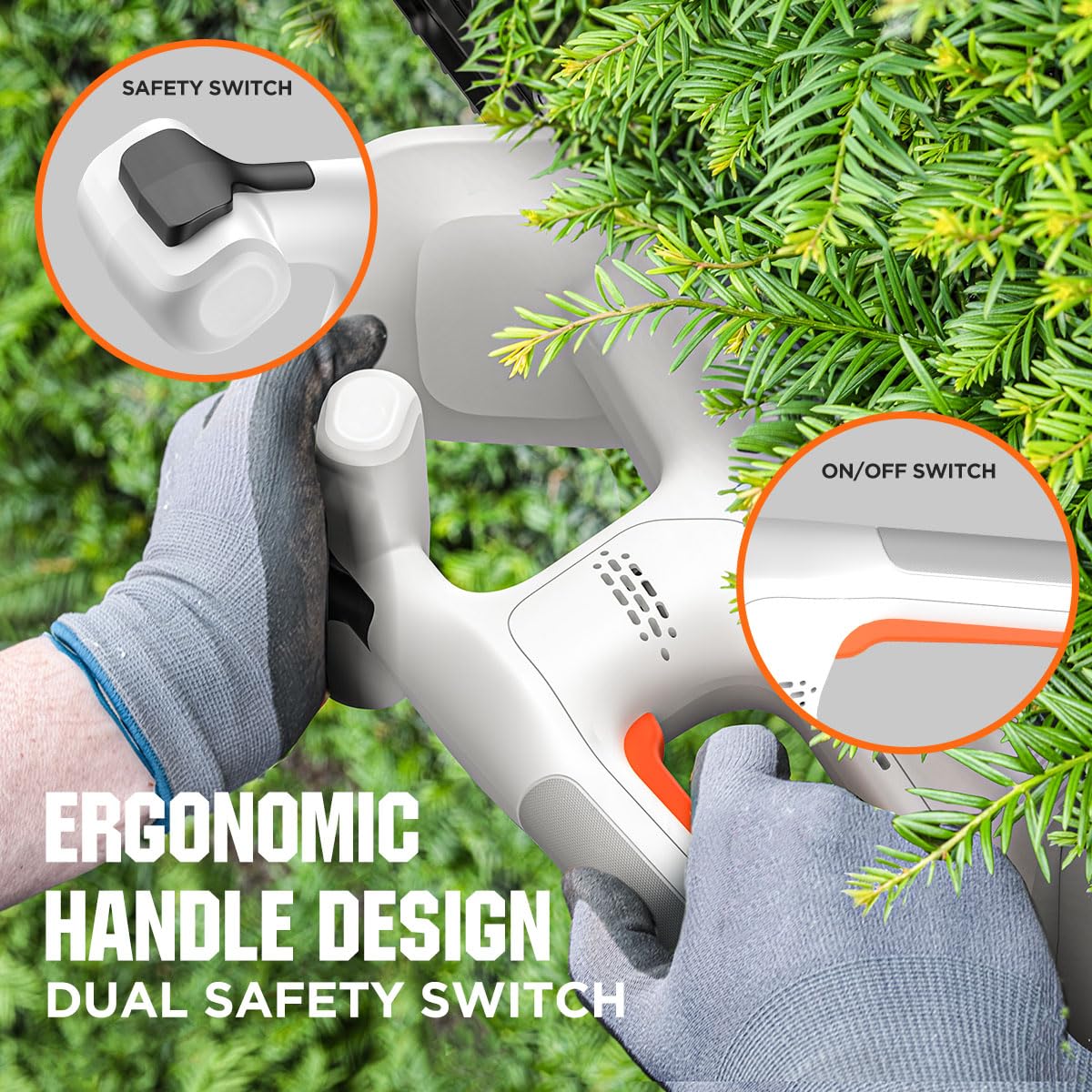 Litheli 20V Cordless Hedge Trimmer 15.7" (5/8" Cut), 3.75lbs Ultra-Lightweight Battery Powered Bush Trimmer with Hardened Steel Dual Action Blade, Portable Shrub Trimmer for Garden Yard & Branch