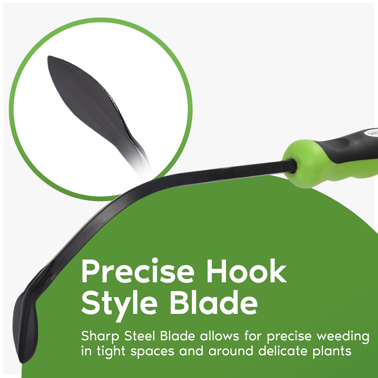 Garden Guru Hook Weeder Tool & Cultivator with Ergonomic Handle – High Carbon Steel Root Weed Puller Cultivator for Dandelion Weeding, Digging, Edging, Planting - Lightweight & Rust Resistant