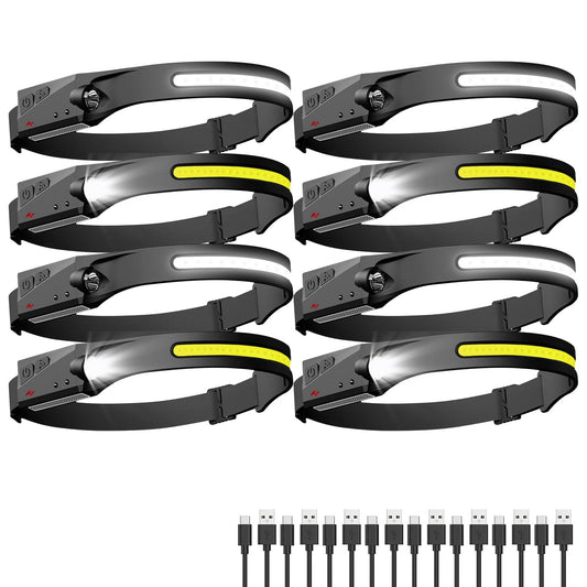 AXRUNZE Headlamp Rechargeable 8 Pack, LED Headlight Flashlight Super Bright with 230° Wide Beam, 5 Modes Waterproof Head Lamp for Outdoor Hiking Running Camping