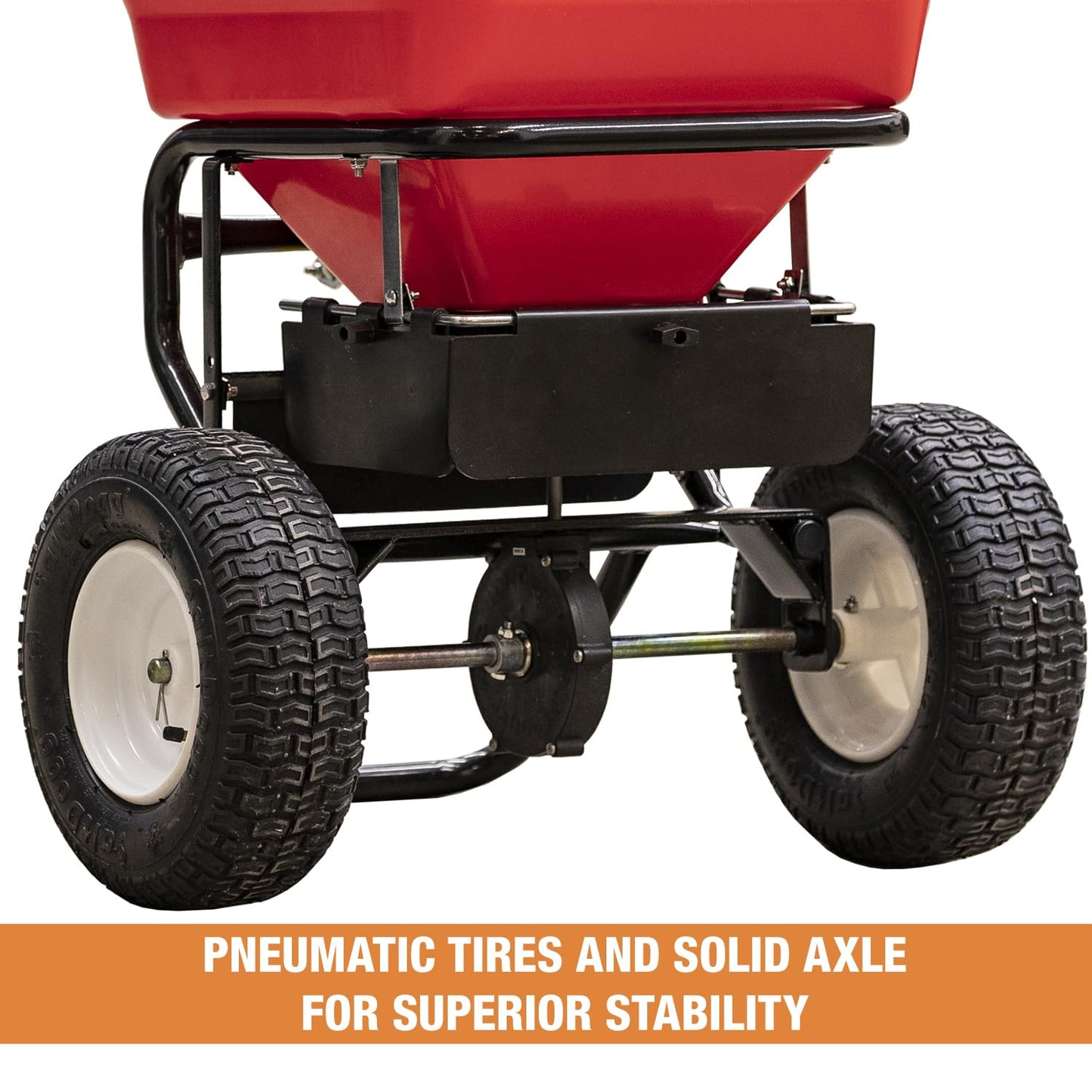 Buyers Products 3039632R Grounds Keeper All Season, Broadcast Walk Behind Push Spreader, 100lb Capacity, For Seed, Fertilizer, Winter Salt & Snow Melt, Included Grate & Cover With Enclosed Gearbox