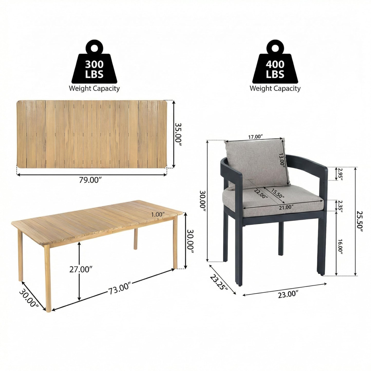 Christopher Knight Home Visol Acacia Wood Outdoor Dining Set for 8, 9 Piece Patio Dining Table and Chair Set, Aluminum Outdoor Dining Chair and Table Set with Removable Cushion, Teak+Gray+Dark Gray