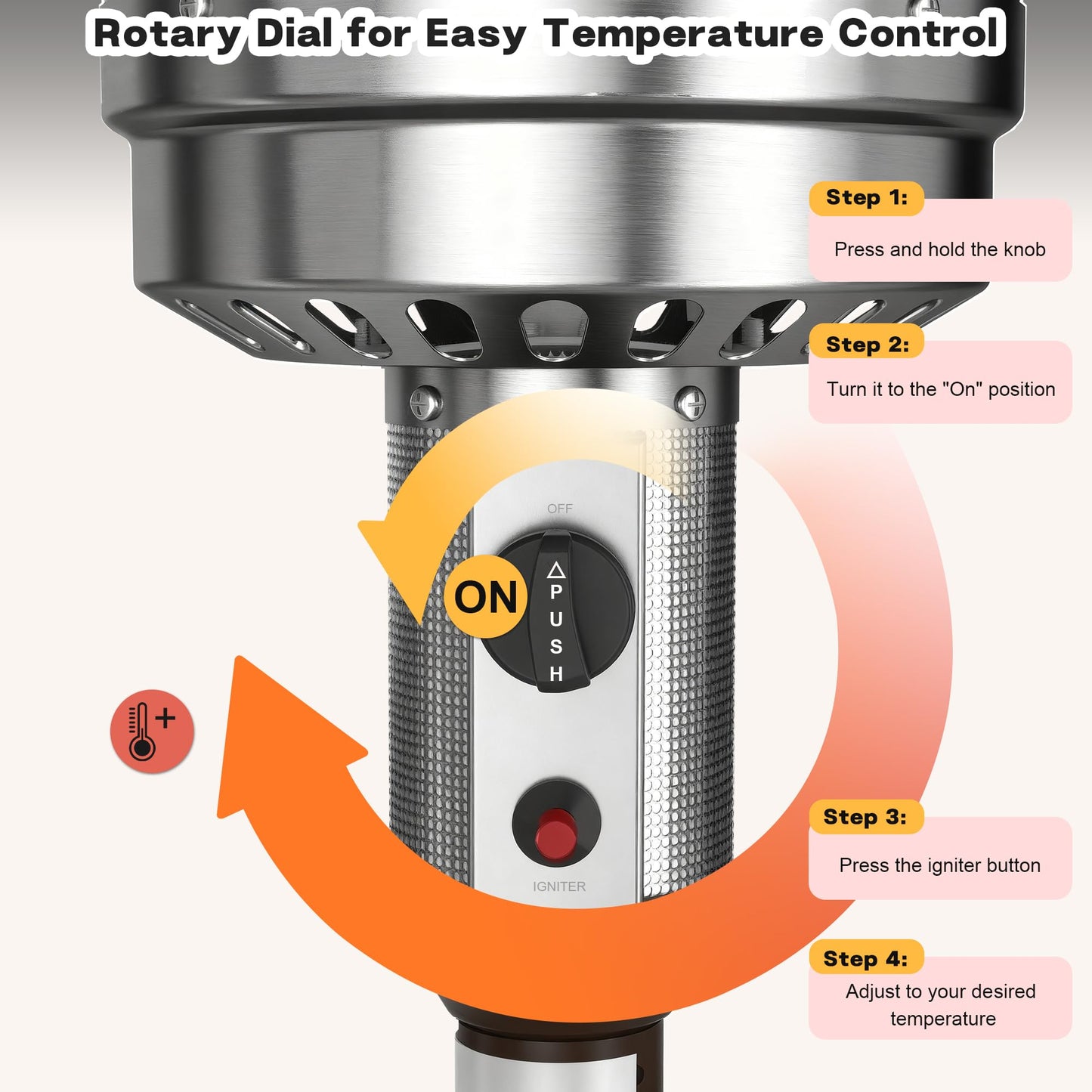 DIAMONDFORGE 50,000 BTU Patio Heater - Propane Patio Heater with Double-Layer Stainless Steel Burner, Round Table Design Space Heater, Outdoor Heaters with Wheels Used for Garden and Patio, Brown