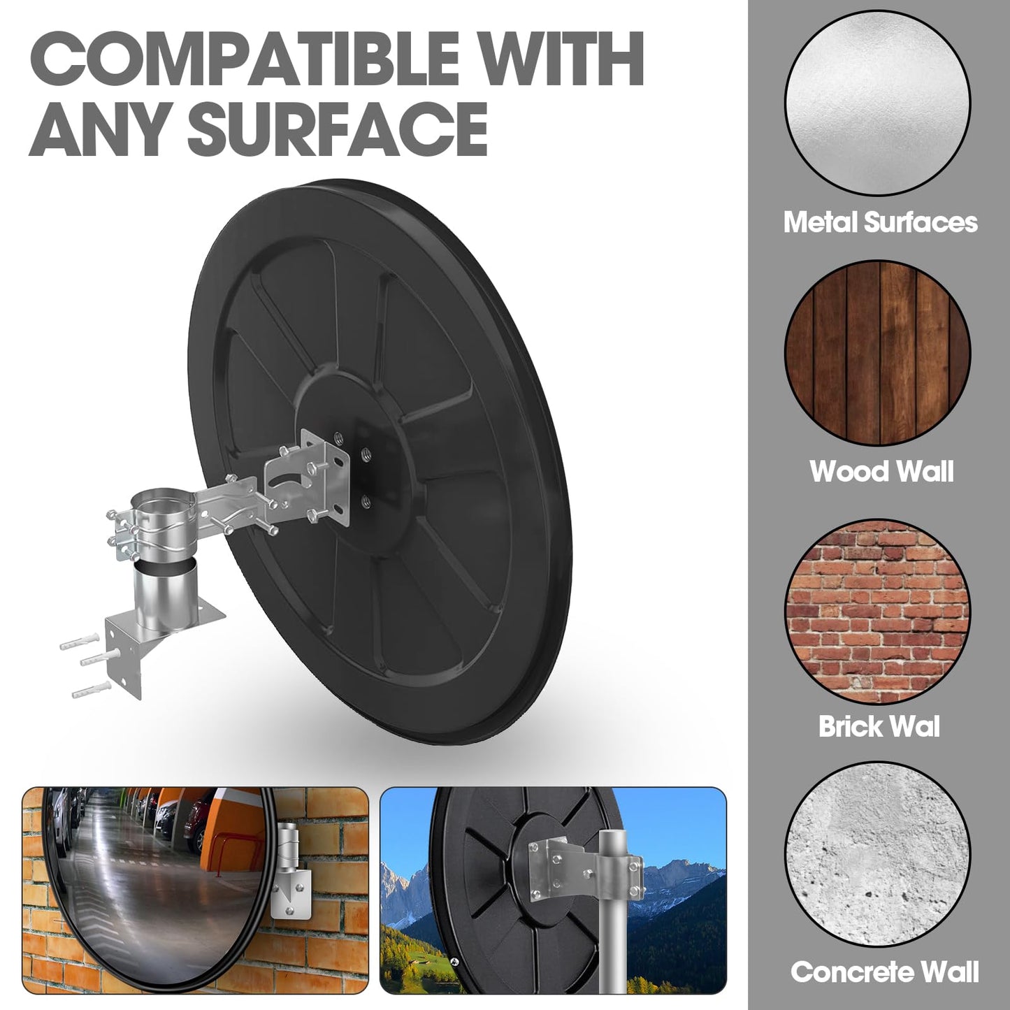 Convex Traffic Mirror - 32'' Outdoor and Indoor Driveway & Security Parabolic Safety Mirror, Acrylic Convex Mirrors for Garage, Retail Stores, Warehouses, Office and High-Traffic Areas